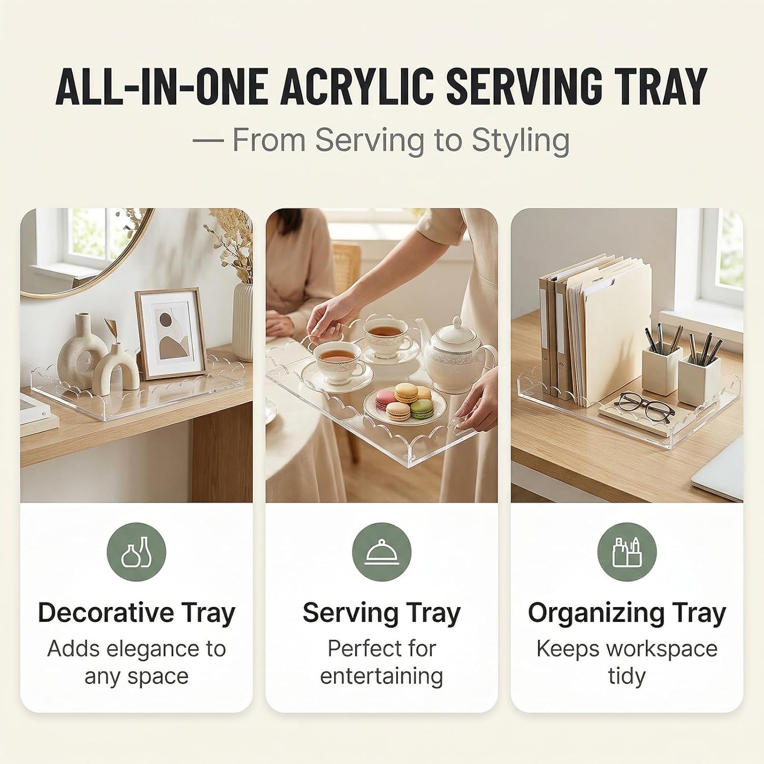 Acrylic Serving Tray / Clear / 15 x 10