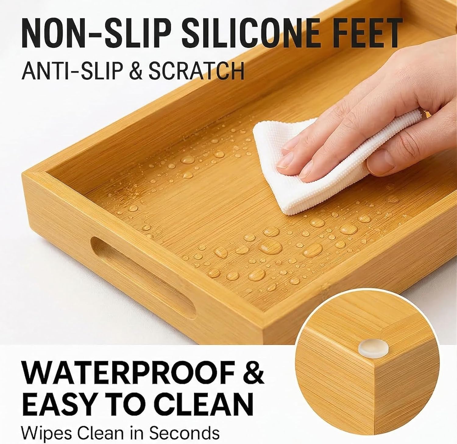 Bamboo Wood Display Tray for Dresser / Natural / 11.4 x 7.9