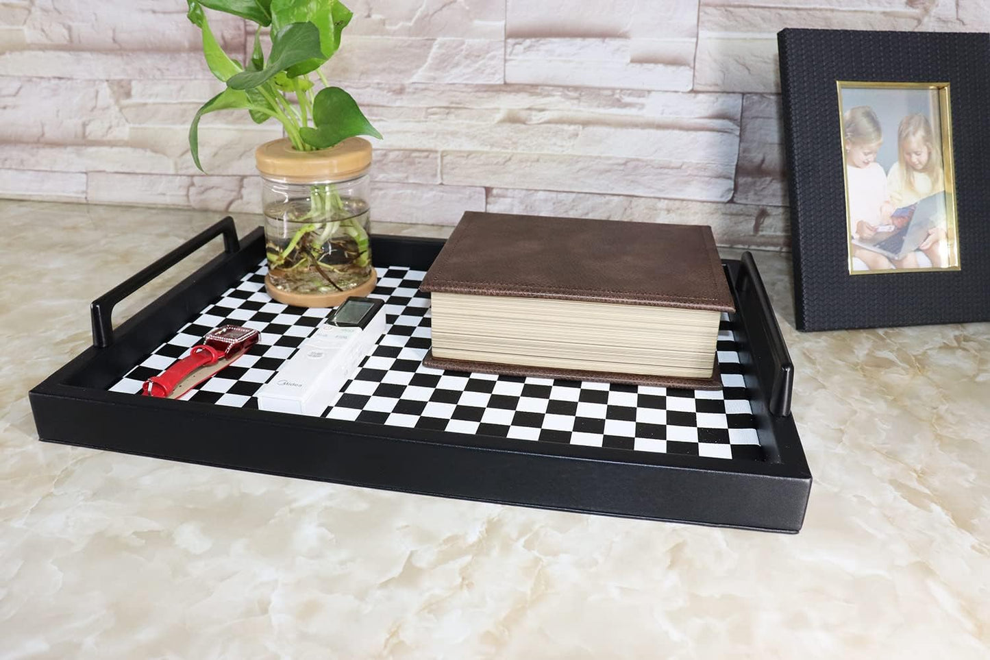 Food Service Tray / Black/white Checkerboard / 16.5 x 12.6