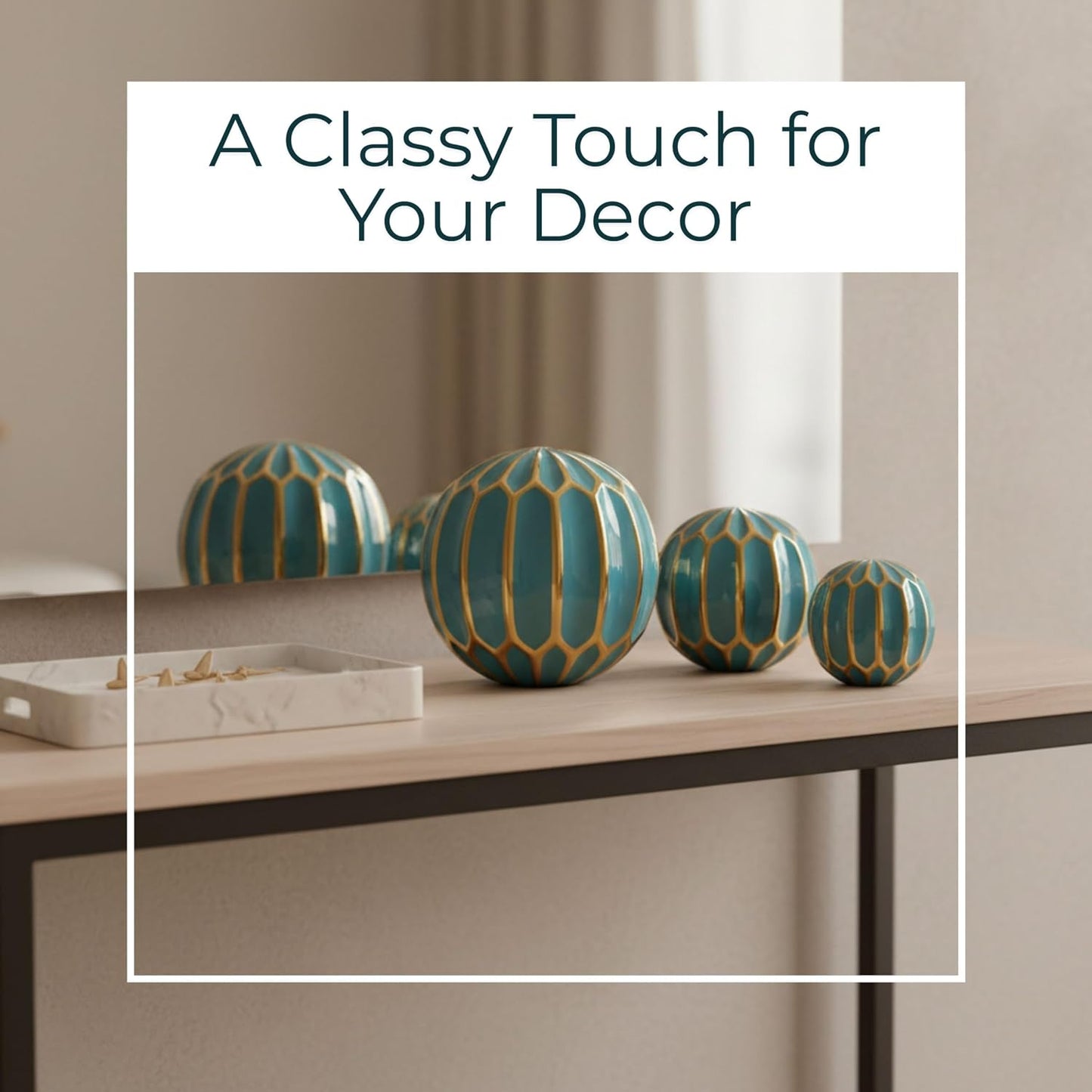 Stoneware & Ceramic Spheres / 6.0" H / Blue / Set of 3