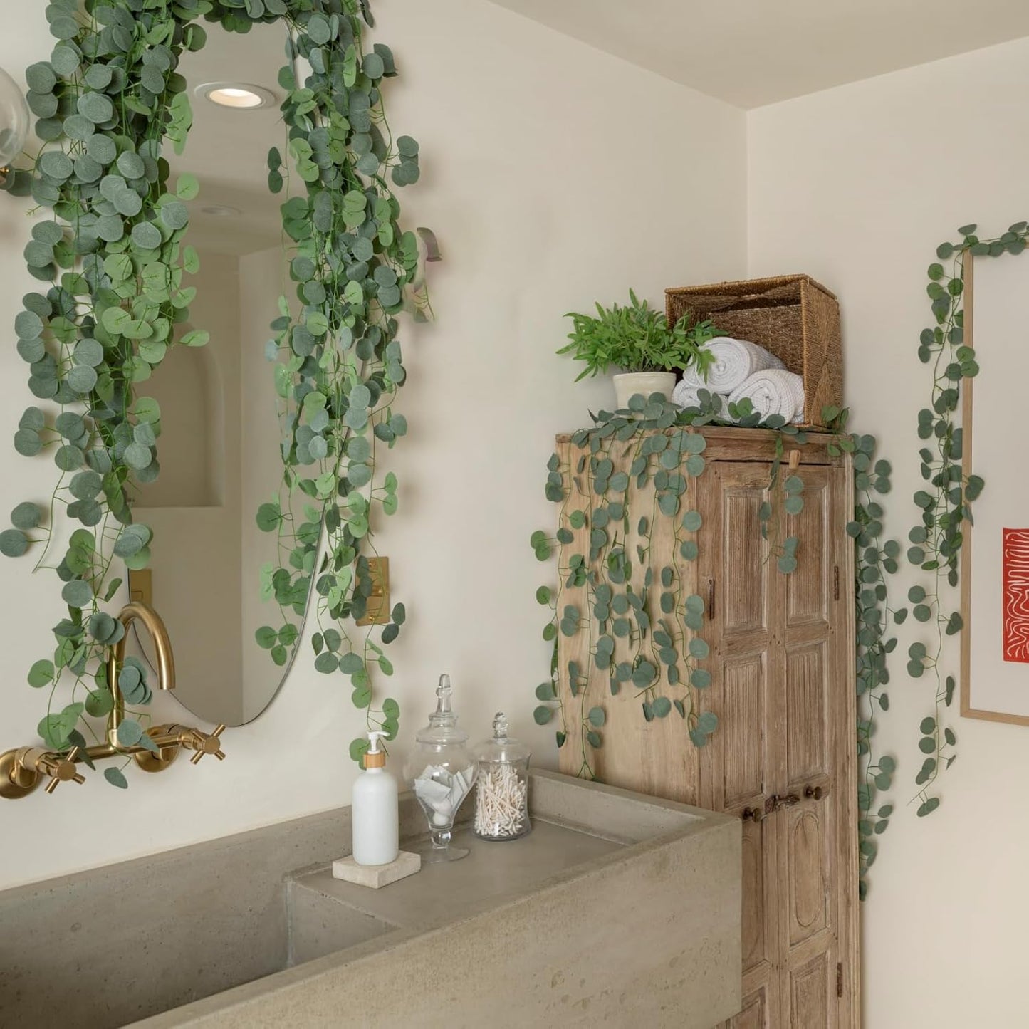 Artificial Greenery Garland Faux Eucalyptus Leaves Table Vines / 168FT / Set of 24