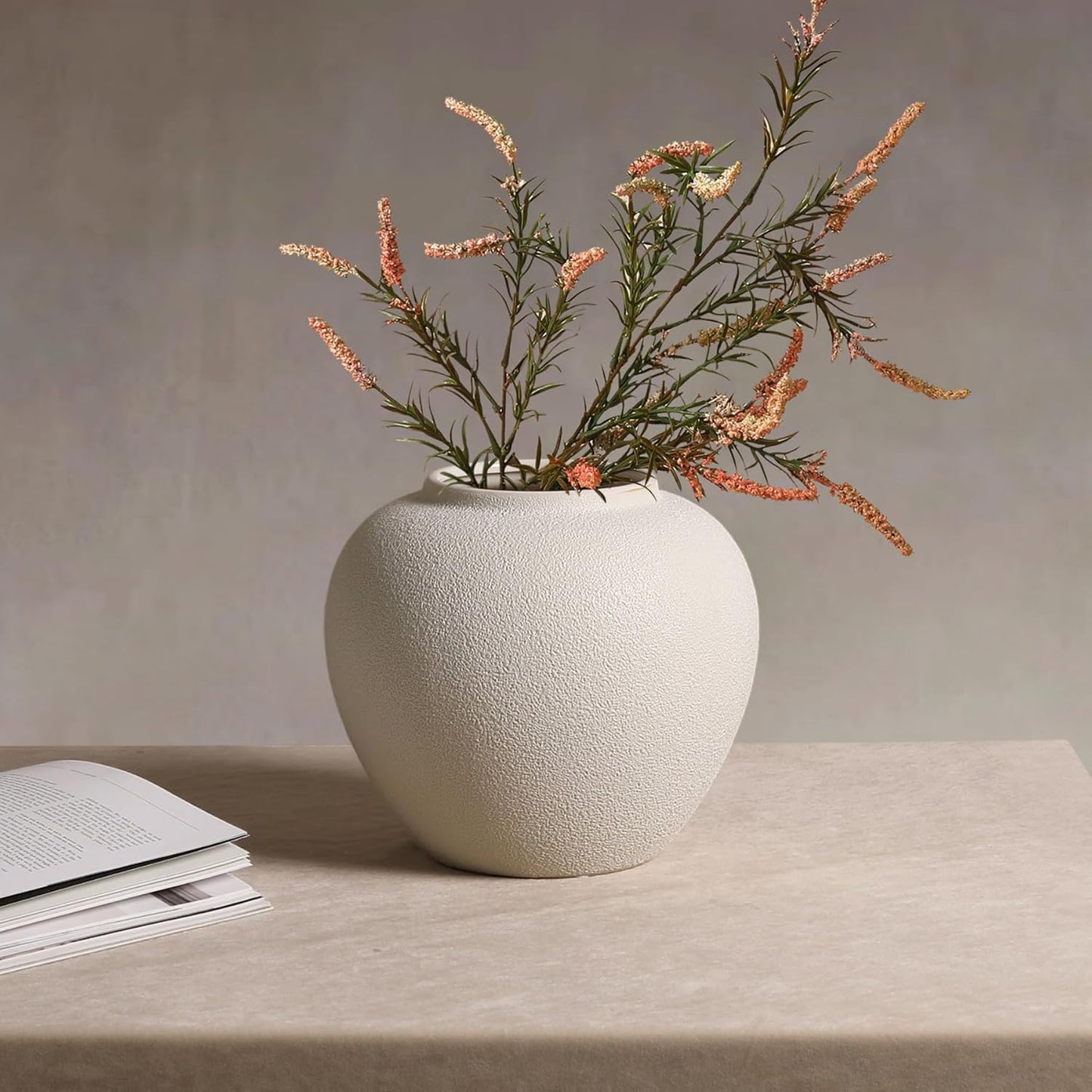 7.9" Distressed Rustic Vase Modern Farmhouse / Cream White-7.8