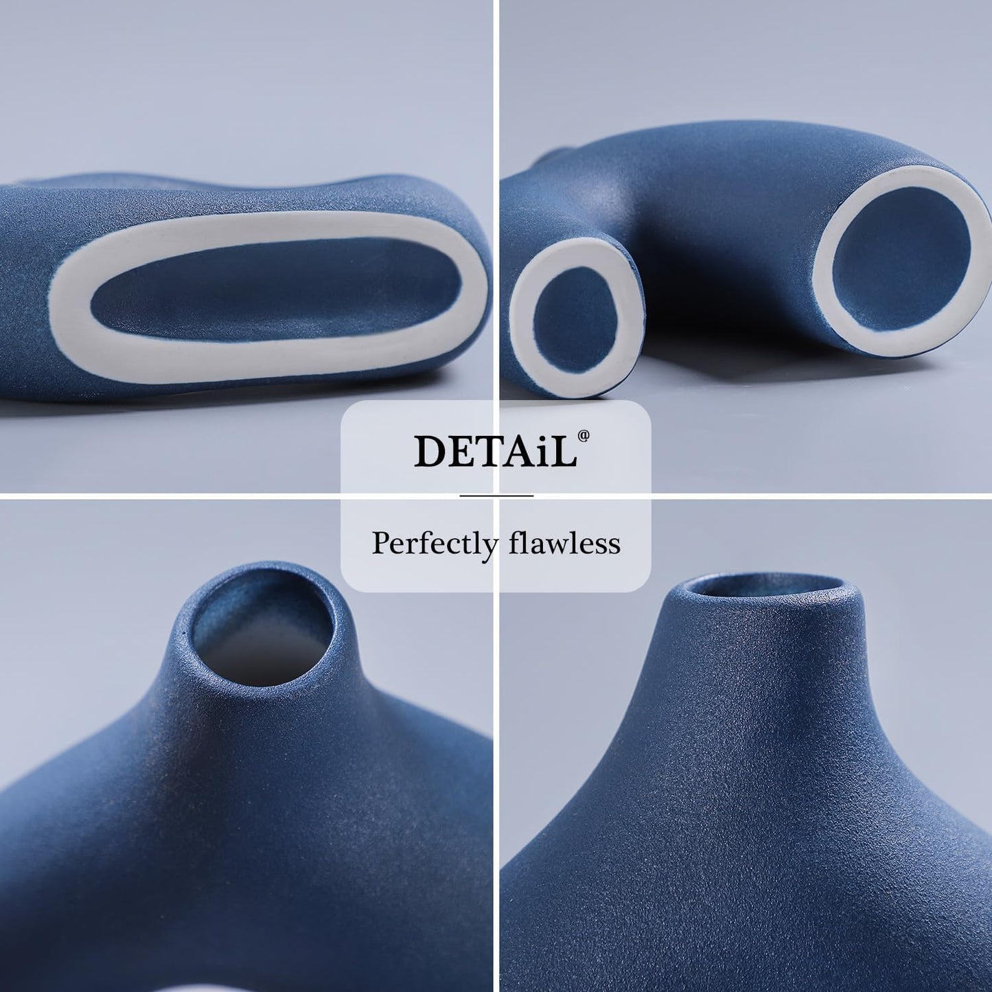 Ceramic Vase for Modern Minimalist Bohemian Decor / Blue / Set of 2