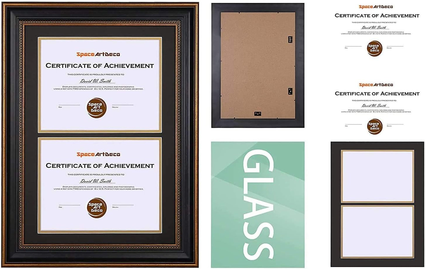 14x20 Double Diploma Frame Holds Two 8.5x11,2-Certificate/Degree Frame | Includes real glass,build-in hangers,black