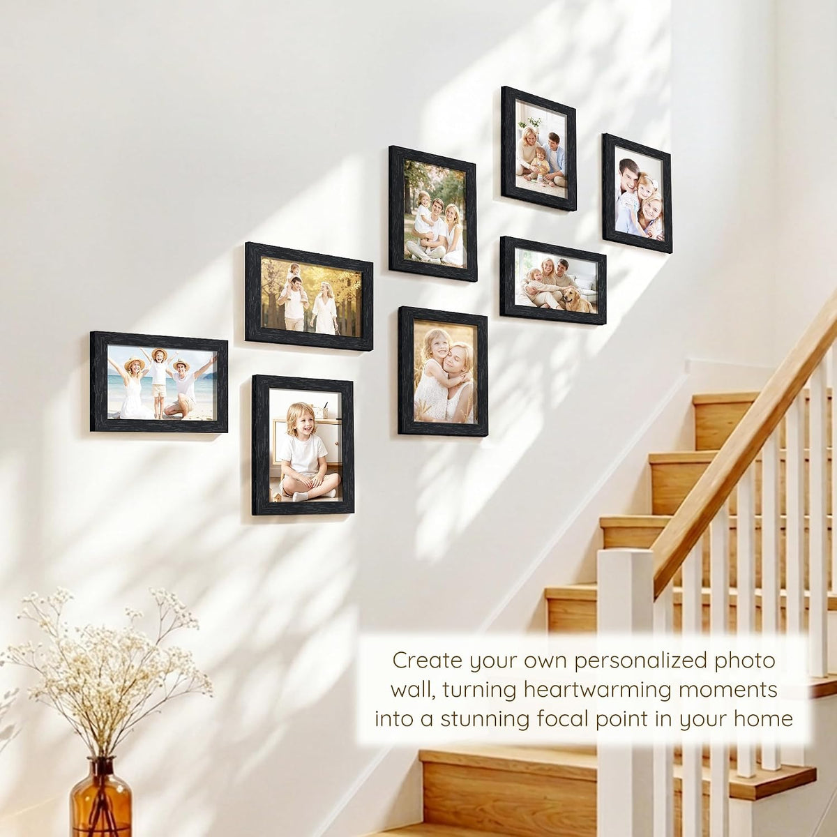 Wiscet 4x6 Picture Frame Set of 16, Black Woodgrain | Photo Frame with HD Plexiglass, for Wall or Tabletop Display