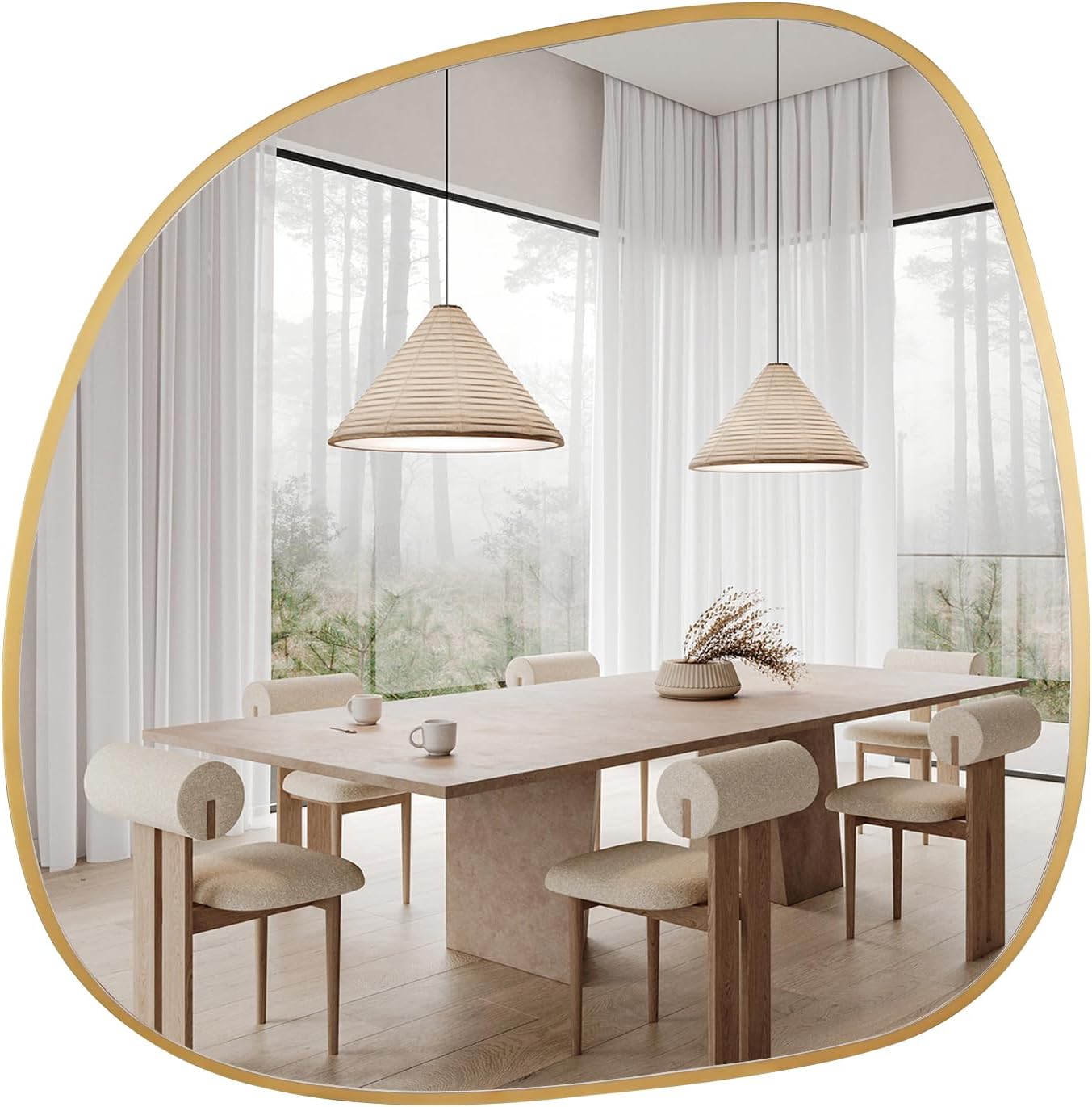 Irregular Wall Mirror / Gold New / 27"L x 26"W