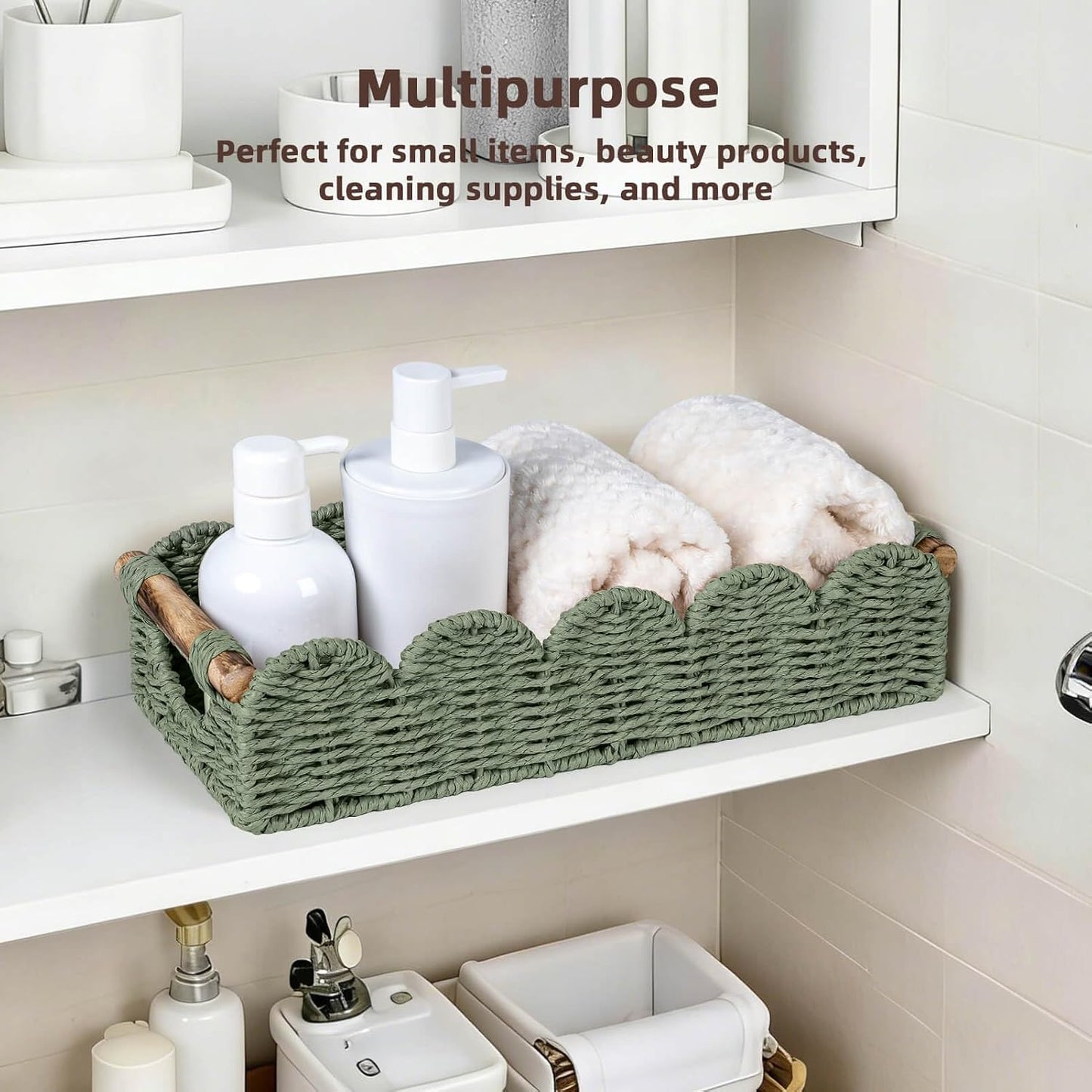 Back of Toilet Paper Storage Baskets Tray / Green