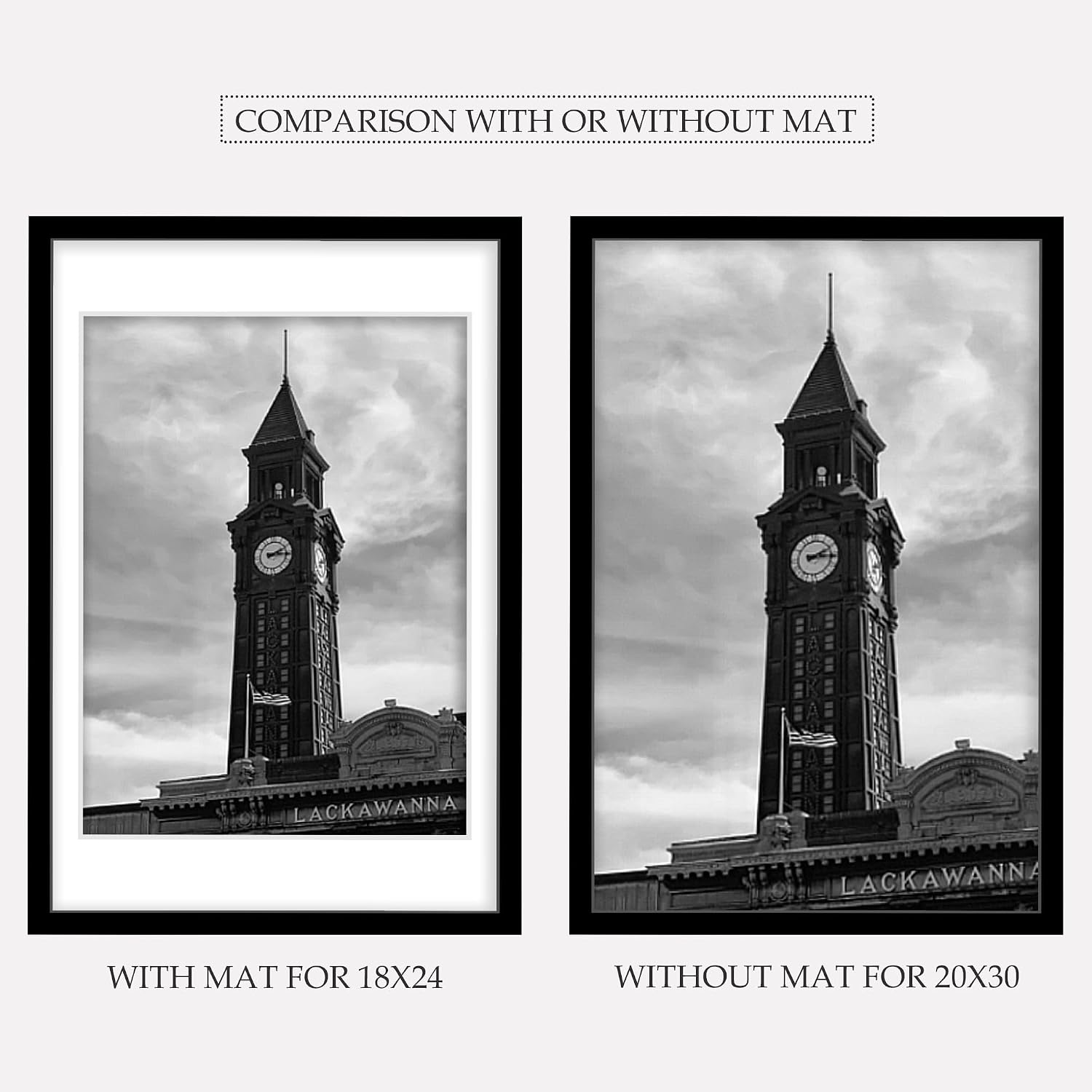 Wiscet 20x30 Picture Frame Set of 3, for Wall Gallery Photo Frames, Black | Display Pictures 18x24 with Mat or 20 x 30
