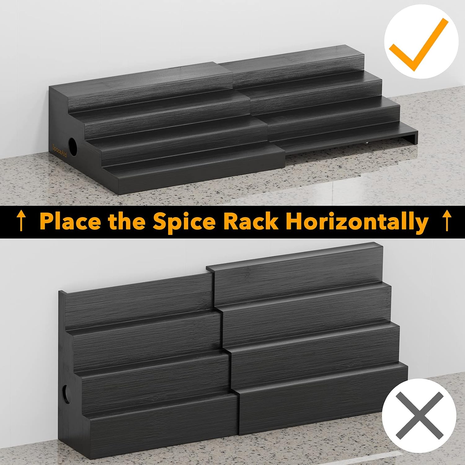 SpaceAid Bamboo Spice Rack Organizer for Cabinet, Kitchen Pantry Spices Storage Rack for Cabinets Organization, Home
