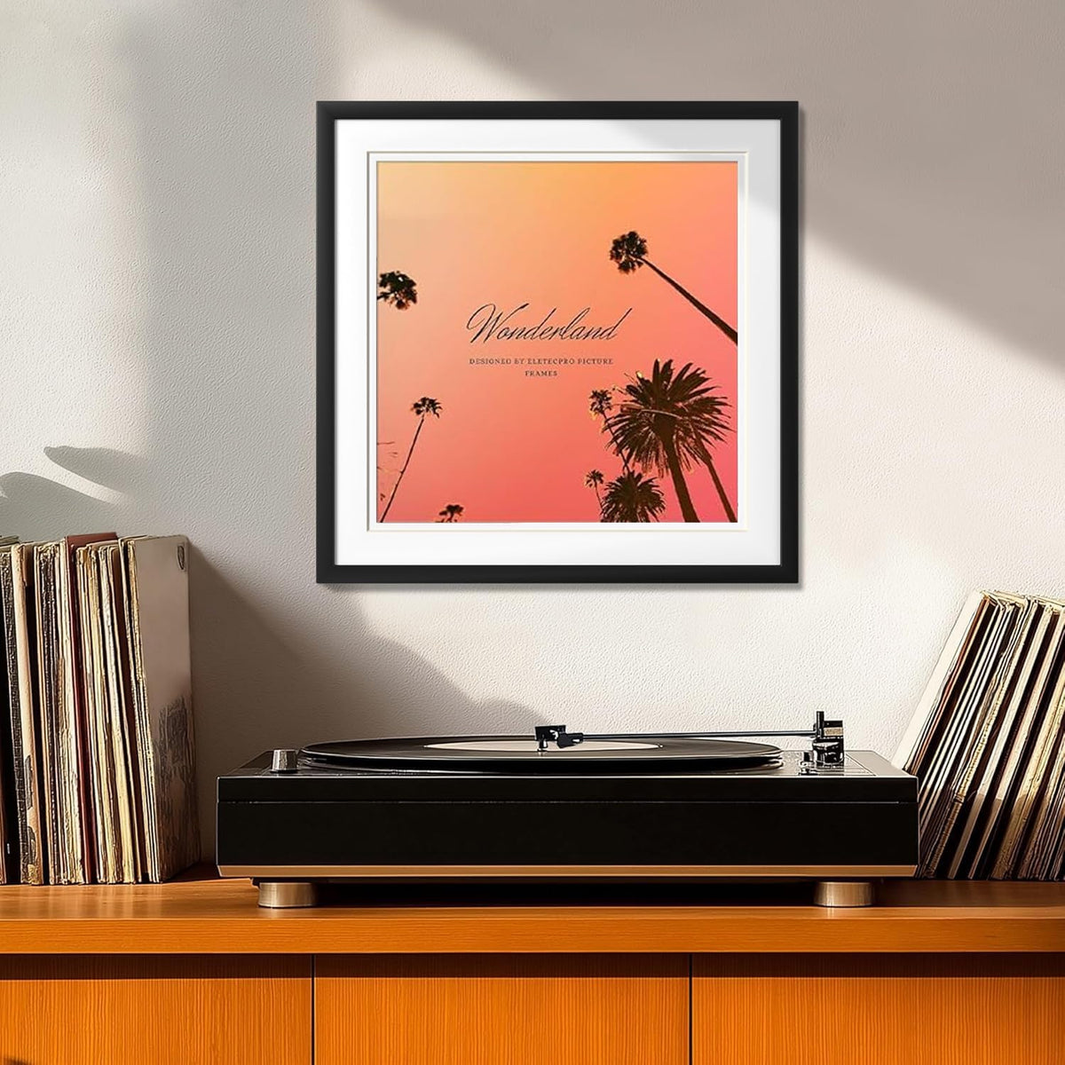 eletecpro Vinyl Record Frame, 15 x 15 in, Black, 1 Pack | Fits 12 in LP and Cover, Acrylic Cover, Includes Mats, Easy
