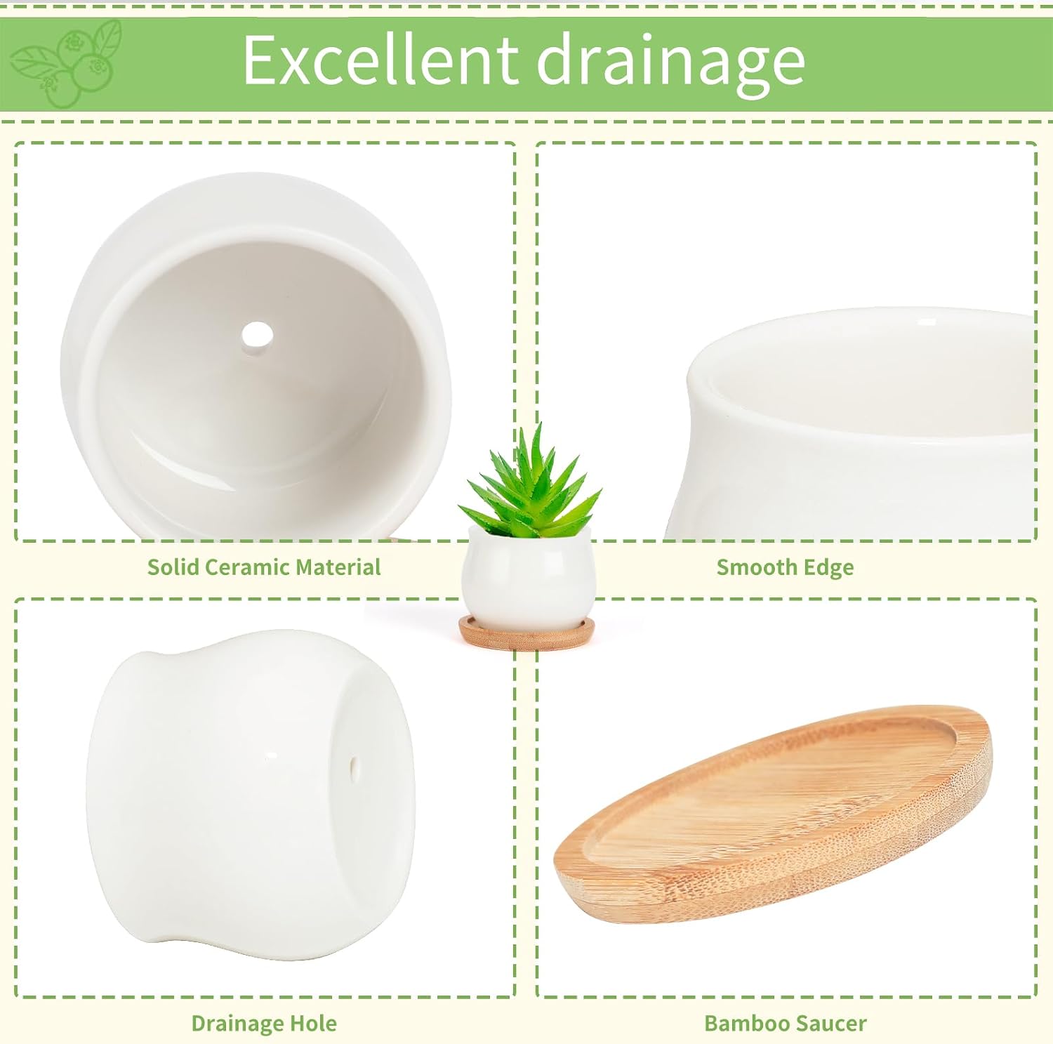 Ceramic Flower Planter Pot / White Mini / 2.5 Inch / Set of 12
