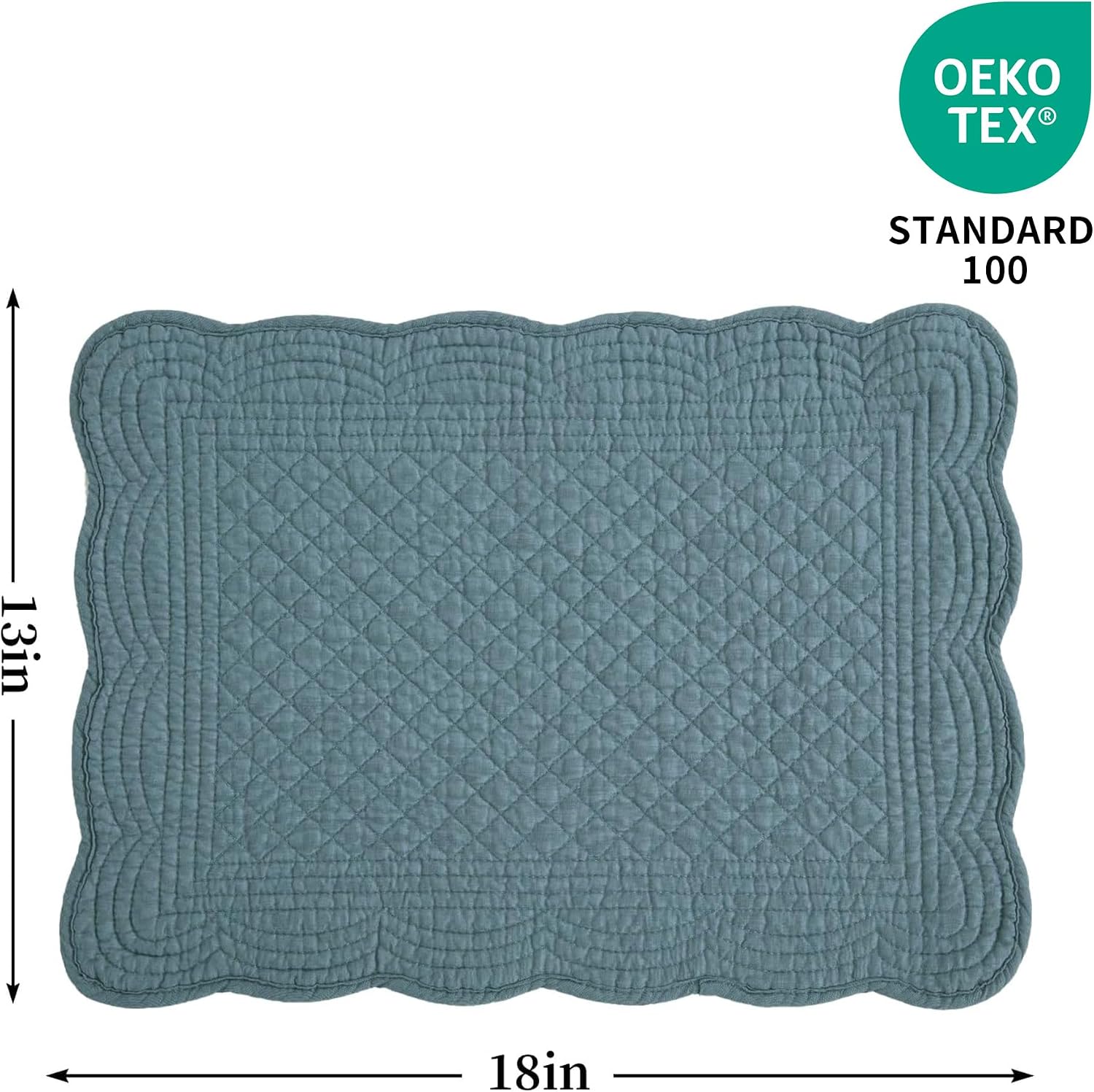100% Cotton Quilted Placemats Set of 6,Washable Cloth Table Placemats for Kitchen & Dining Table