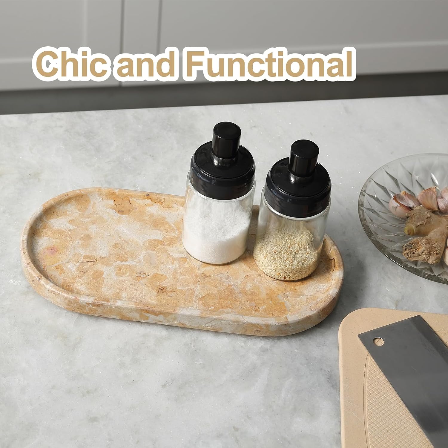 Egypt Natural Marble Tray / Gold Marble-pearlly Yellow / 12 x 6 x 0.8
