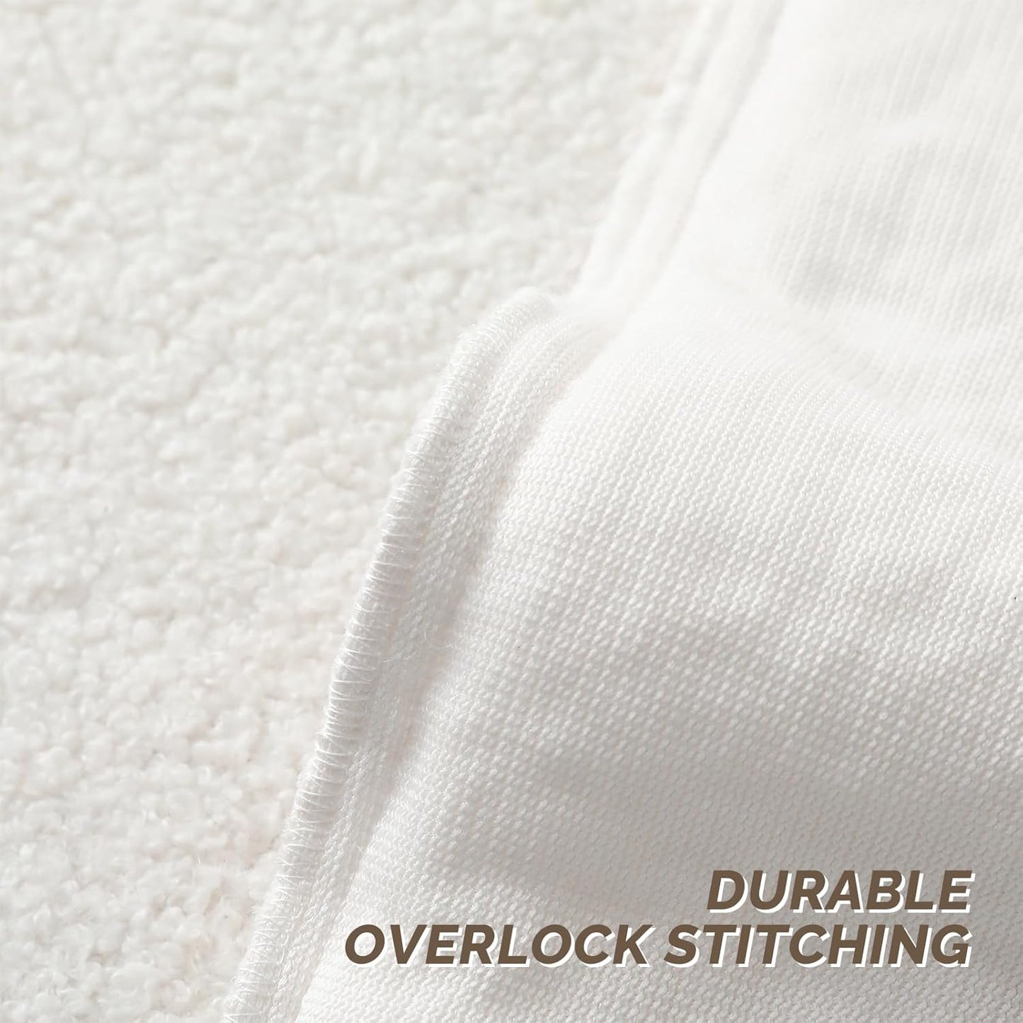 Furry Faux Fur Teddy Boucle Textured Cushion Covers / Cream White / 18 x 18 / Set of 2