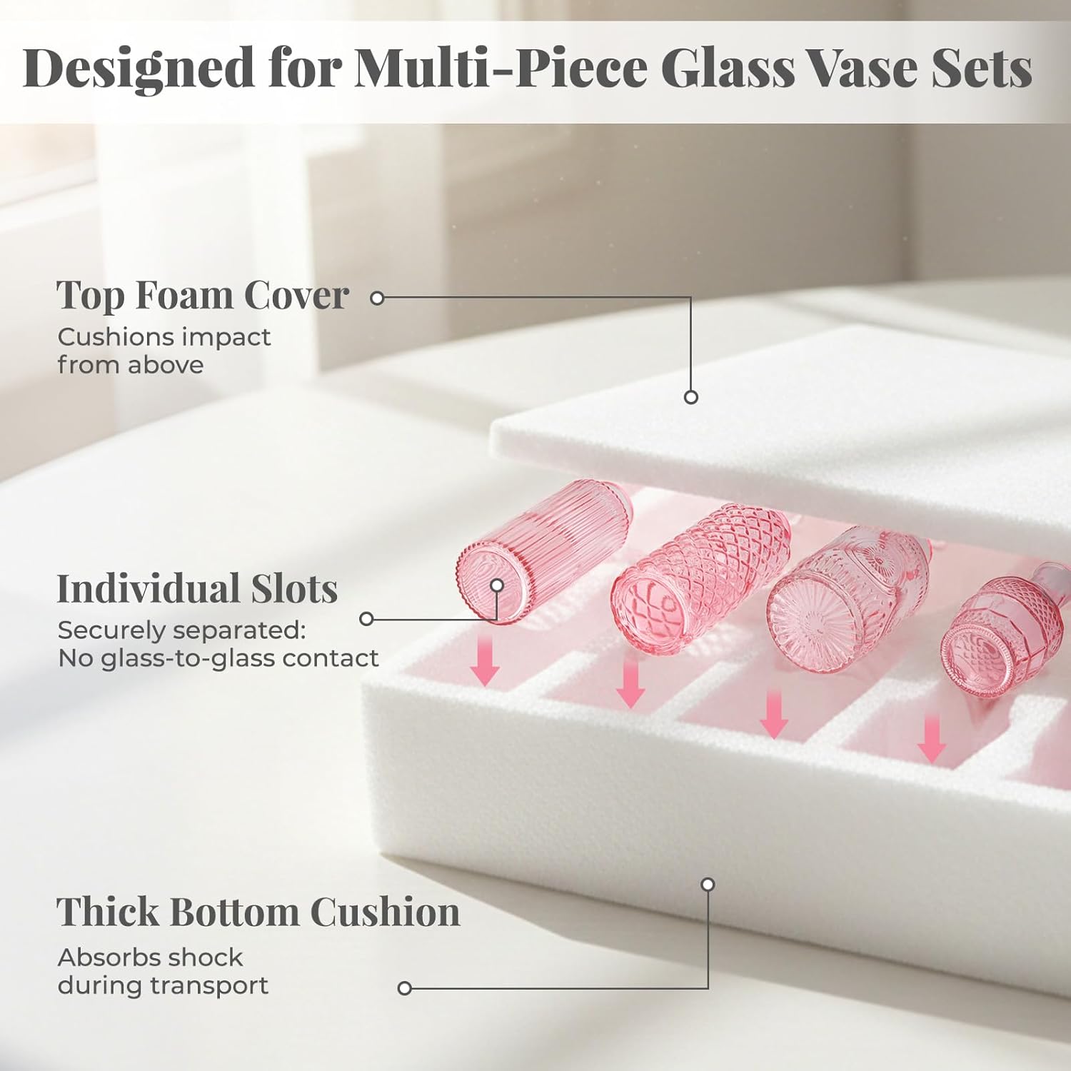 Mini Glass Vintage Vases for Centerpieces / Pink / Set of 24