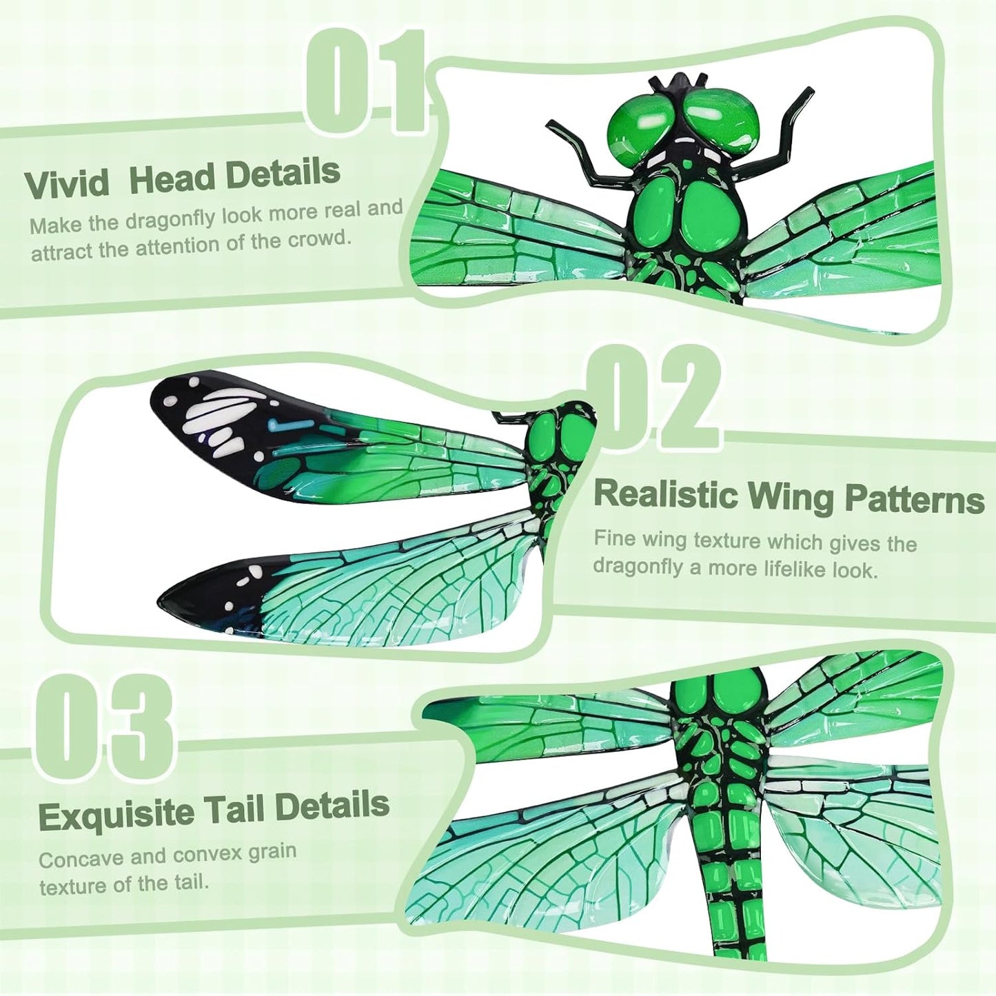 Large Metal Dragonfly Wall Decor / Large Dragonfly / 11.7 x 13.9 / Set of 4