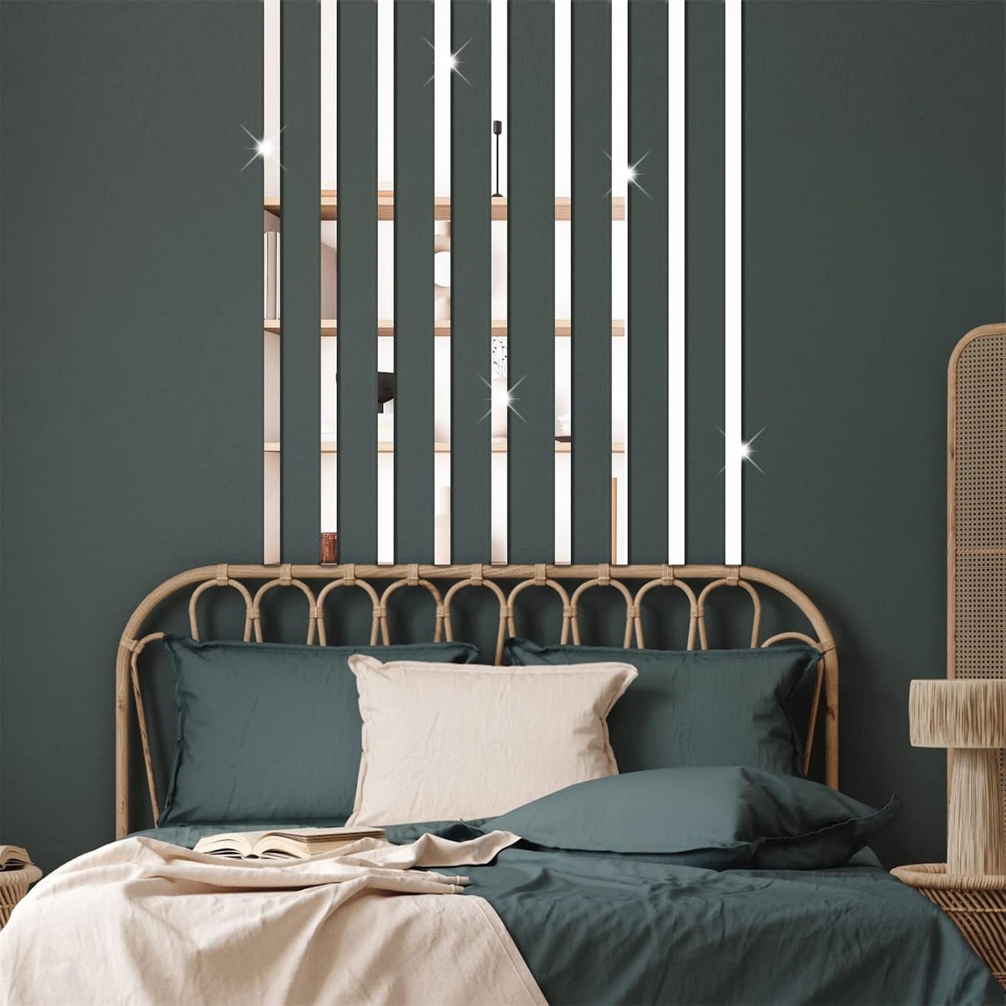 Acrylic Mirror Wall Stickers 3D Striped Mirror / Silver