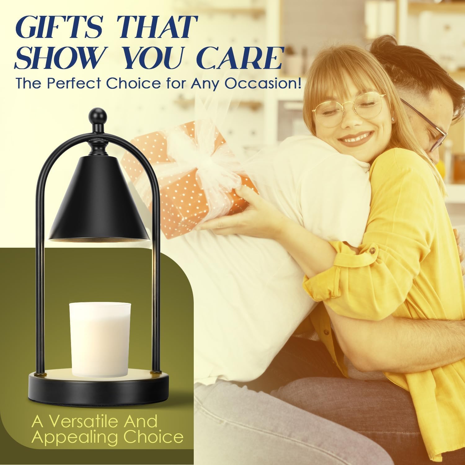 Candle Warmer Lamp with Timer, Electric Black Candle Warming Light for Bedroom, Dimmable Wax Melts Warmer for Home