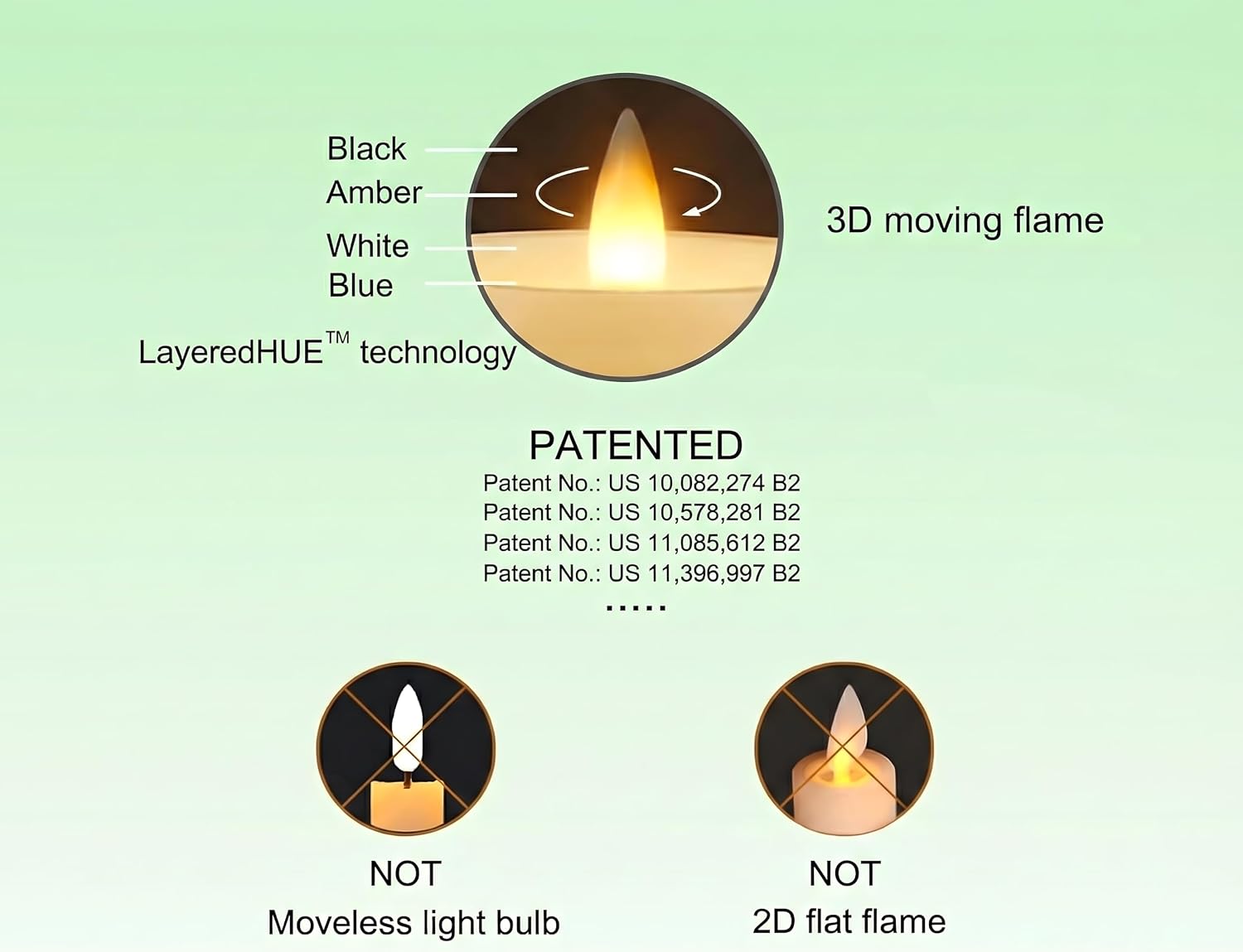 Birch Bark Wax Flameless Candles with Remote Timer, Last 400-Hour with 2AA Batteries, 3D Moving Flame Led Candles, Set