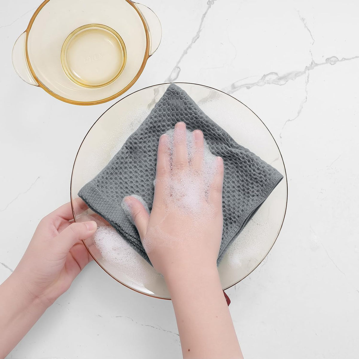 Homaxy 100% Cotton Waffle Weave Kitchen Dish Cloths 24-Pack, Grey | 12 x 12 Inches, Ultra Soft Absorbent Dish Towels