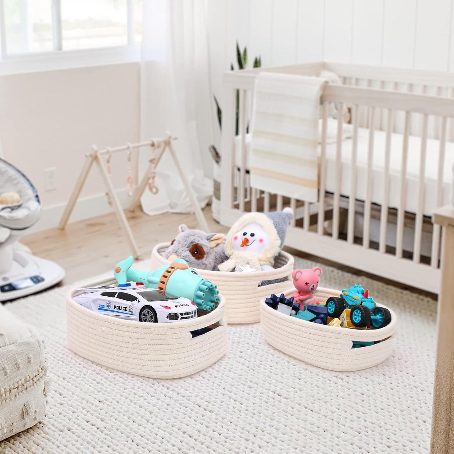 7 Piece Cotton Rope Woven Basket Set / OFF WHITE