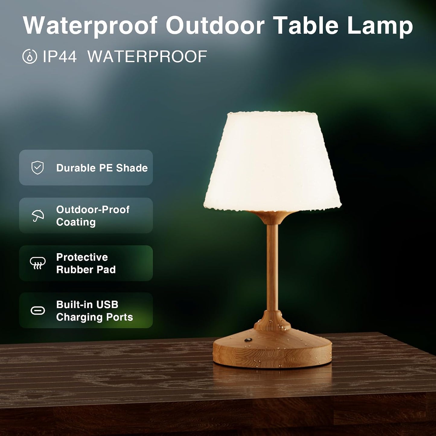 Table Lamp Cordless Lamp,Outdoor Waterproof Shower Lamp,5000mAh Rechargeble Battery Operated Lamps Dimmable Touch Desk