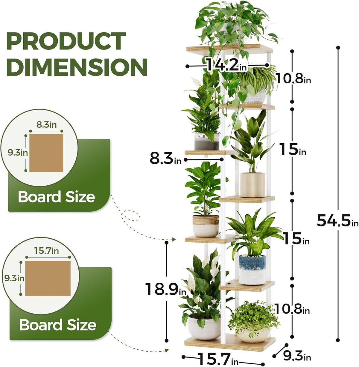 Bamworld Plant Stand 7 Tier Tall Shelf for Multiple Plants White | Tiered indoor shelf creates vertical display space