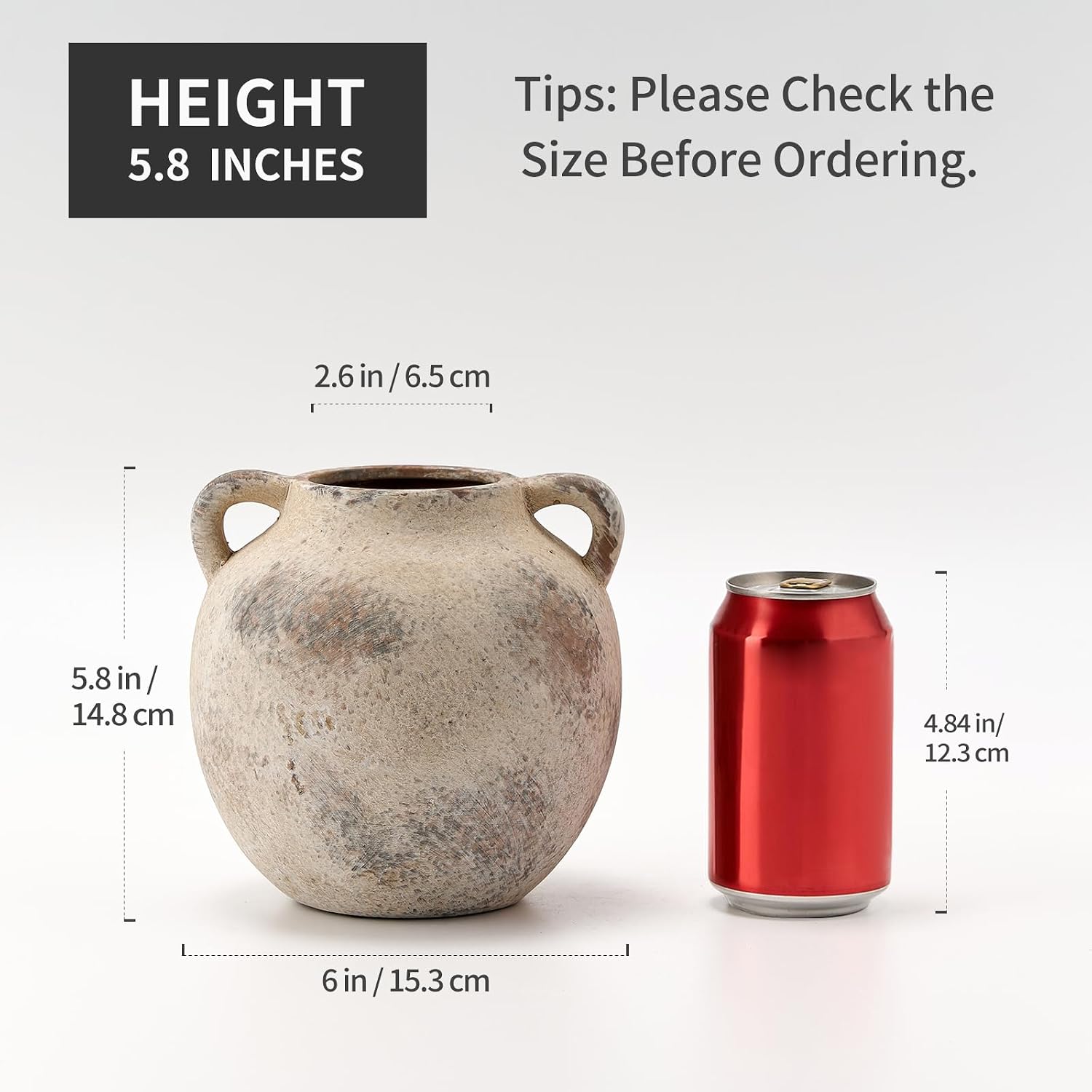 Antique Ceramic Vase / Gray-5.8 / 5.8 Inch