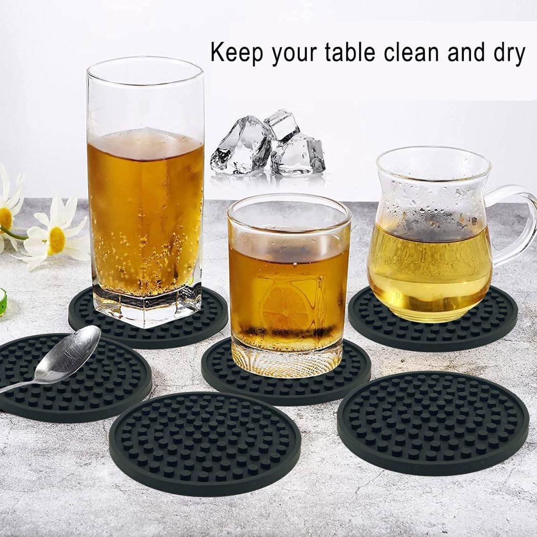 Silicone Drink Coasters / Black / Set of 12