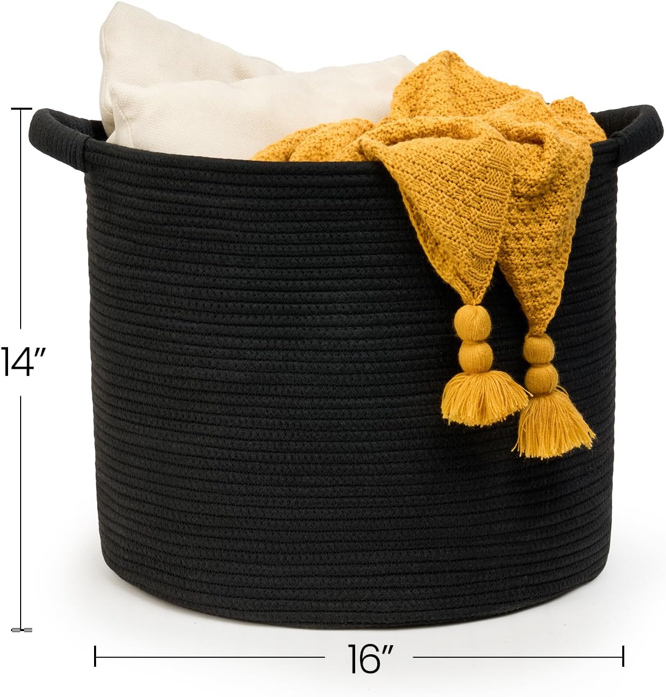Blanket Basket / Pillows & Laundry / Black / 16 x 16 x 14