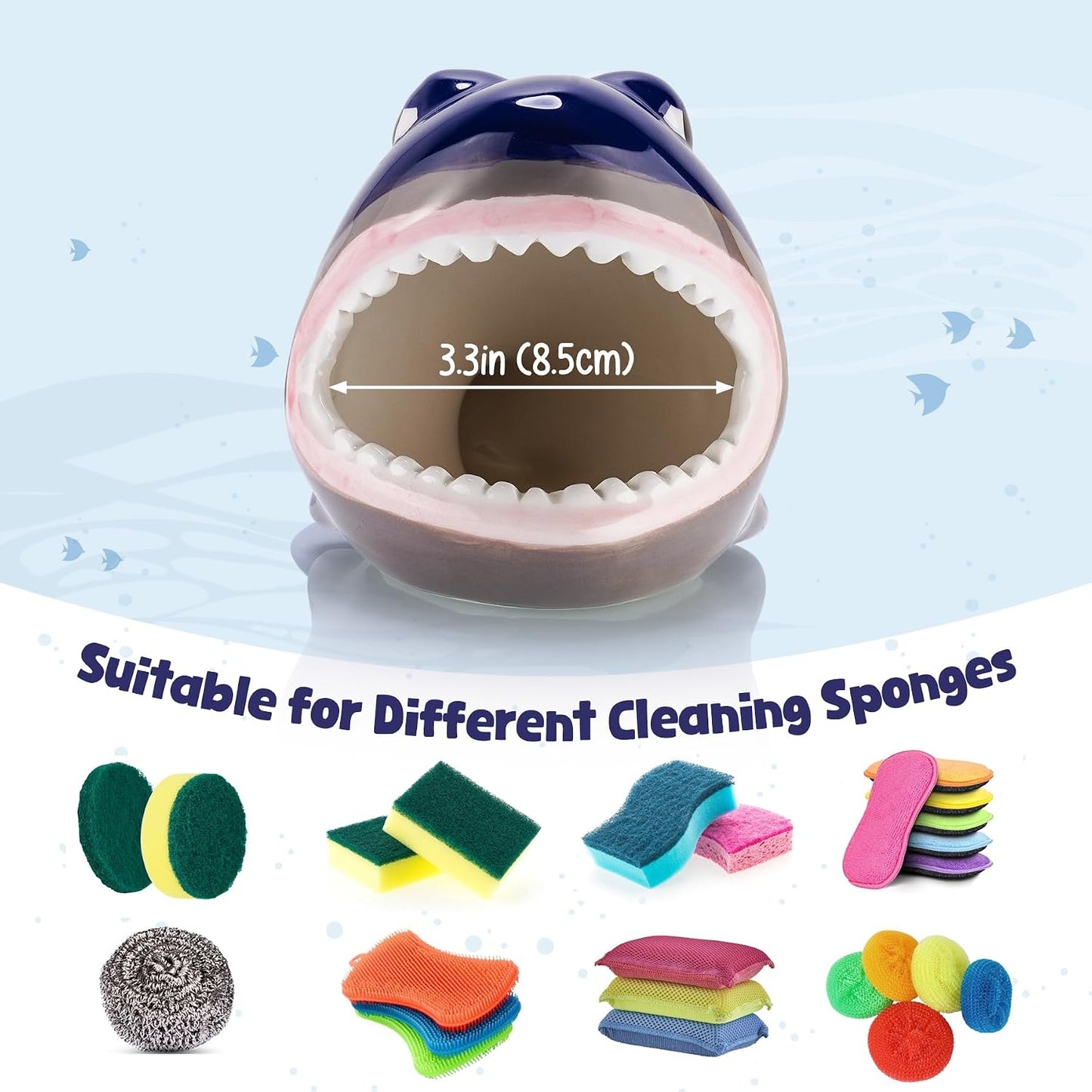 Fun Shark-Shaped Ceramic Sponge Holder