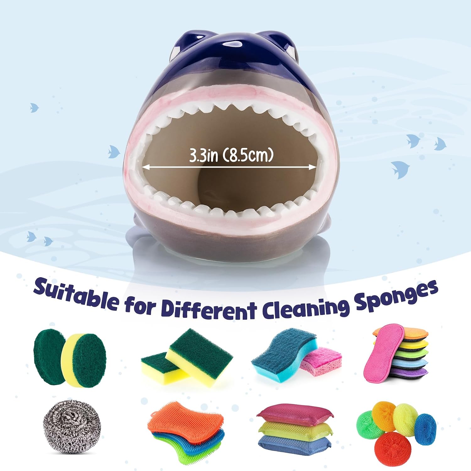 Fun Shark-Shaped Ceramic Sponge Holder
