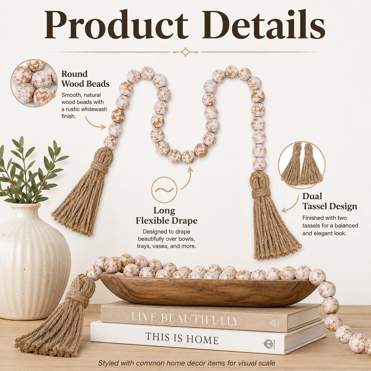 Wooden Beads Garland / Rustic