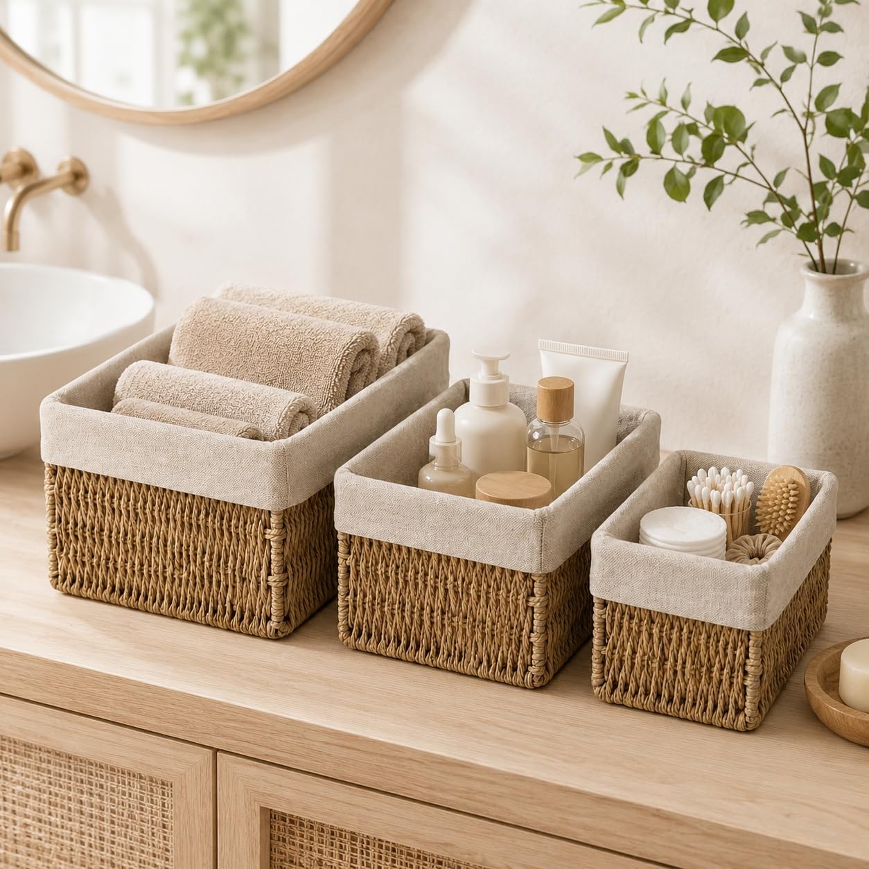 Wicker Baskets / Wicker Storage Baskets / Small / Set of 3
