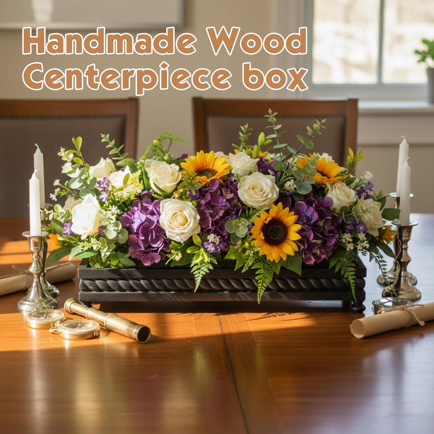 Spring Decorative Wooden Tables Centerpiece Tray / Black / Set of 24