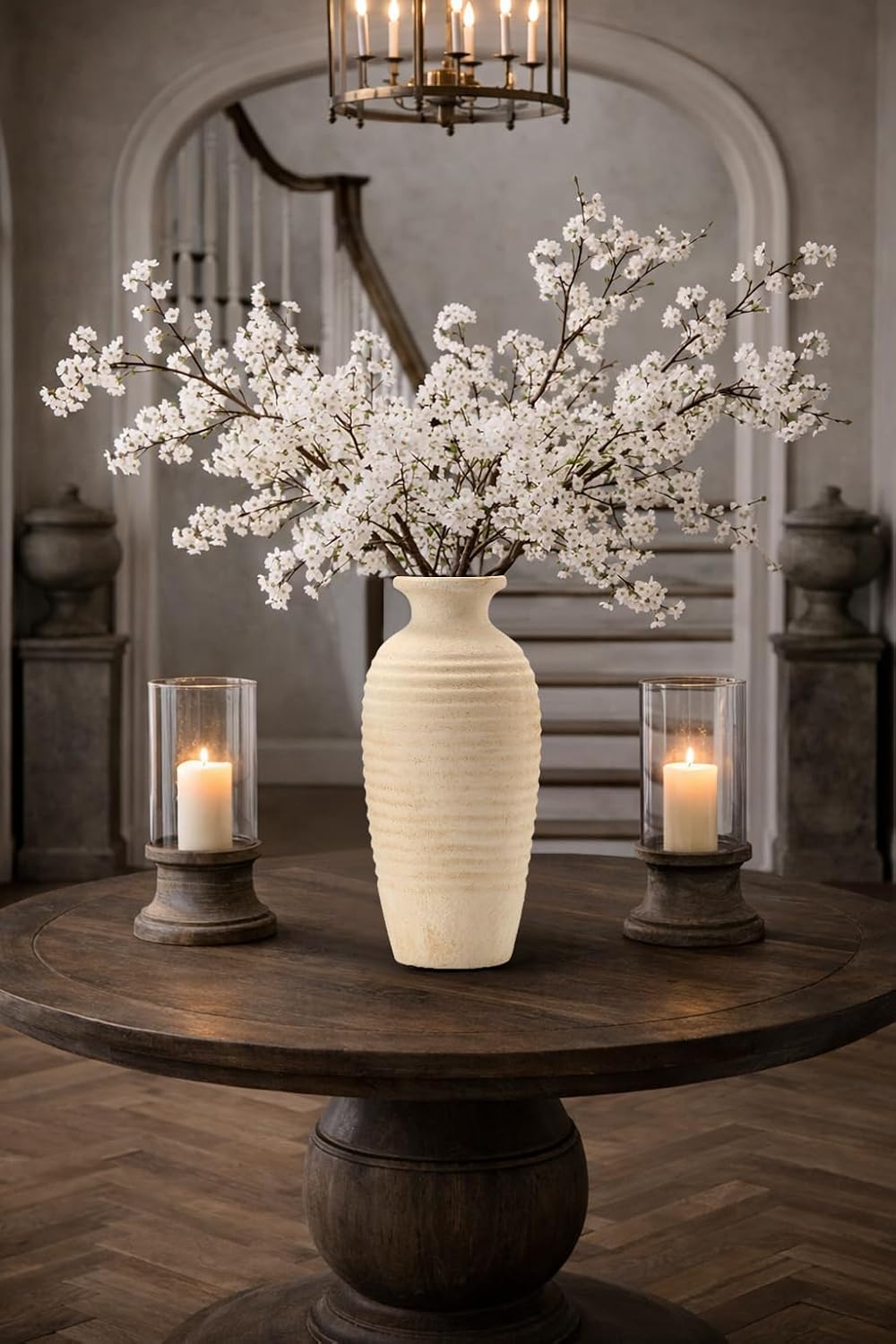 Ceramic Natural Rustic Vase / Off-white / 14.4 / 14.4 Inch