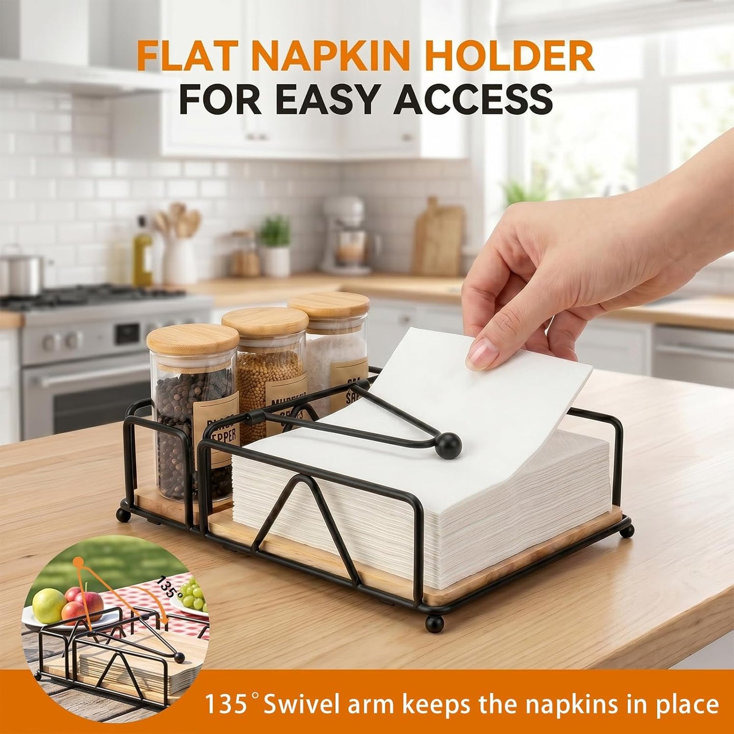 Metal and Wood Napkin Holder