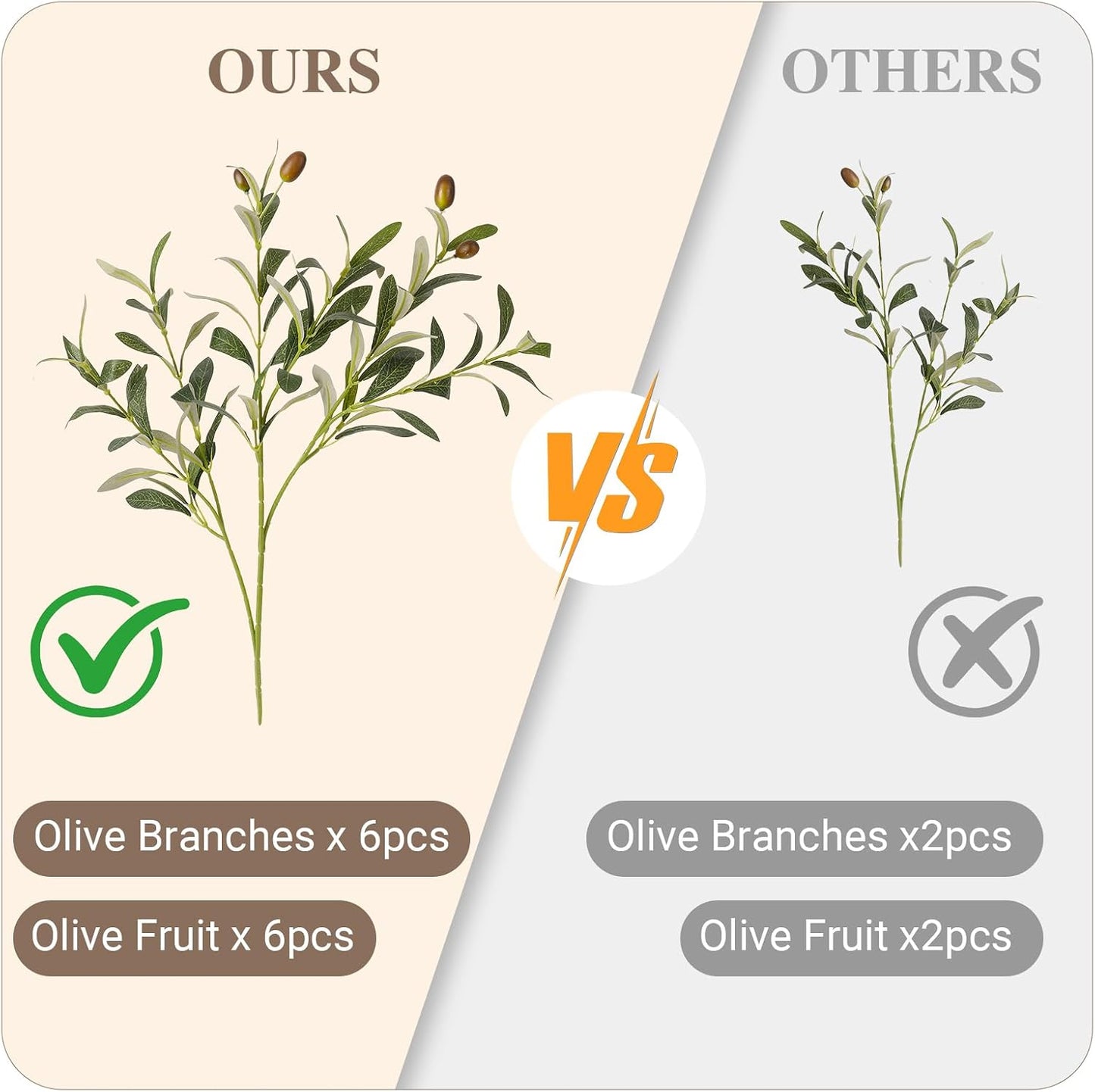 18" Artificial Olive Tree Branches / Set of 16
