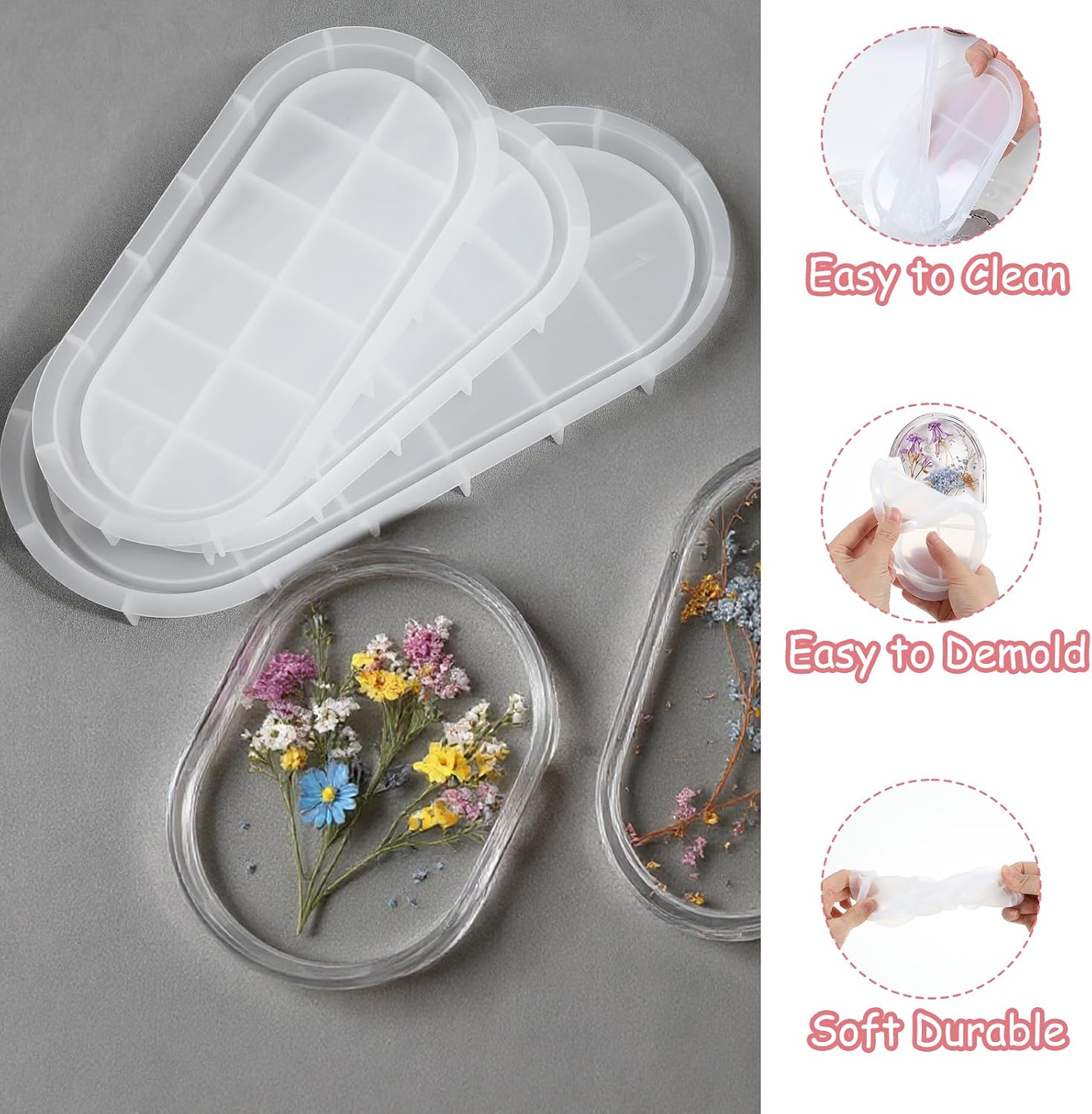 Oval Resin Tray Molds / Set of 5