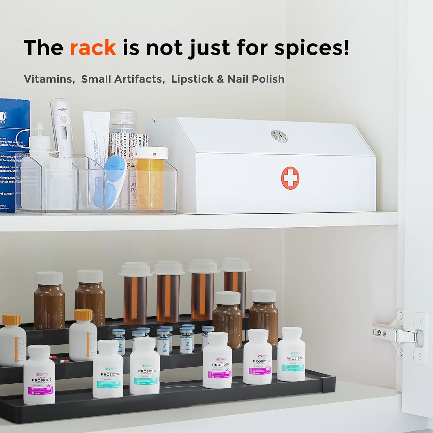 2 Pack Expandable Spice Rack Organizer for Cabinet - 3 Tier Adjustable Cabinet Spice Organizer Easy Visibility - Spice