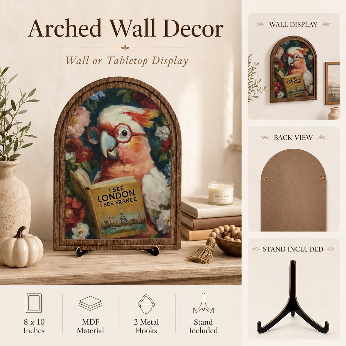 Book Lover Decor Arched Wooden Frame Tabletop Sign / Color_name18
