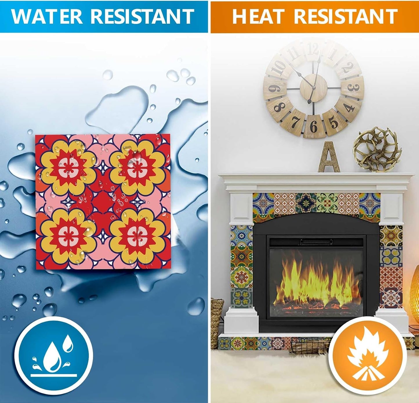 Backsplash Tile Stickers 24 PC Set Traditional Talavera Tiles Stickers / Backslash Peel and Stick C