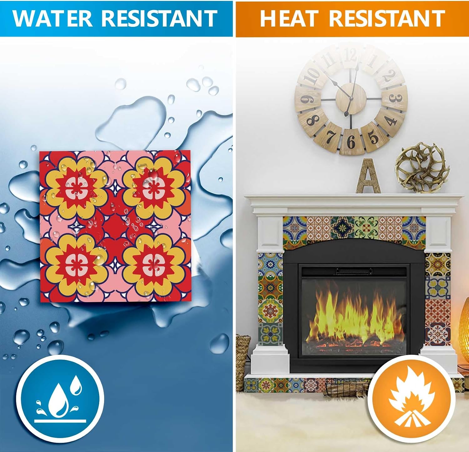 Backsplash Tile Stickers 24 PC Set Traditional Talavera Tiles Stickers / Backslash Peel and Stick C