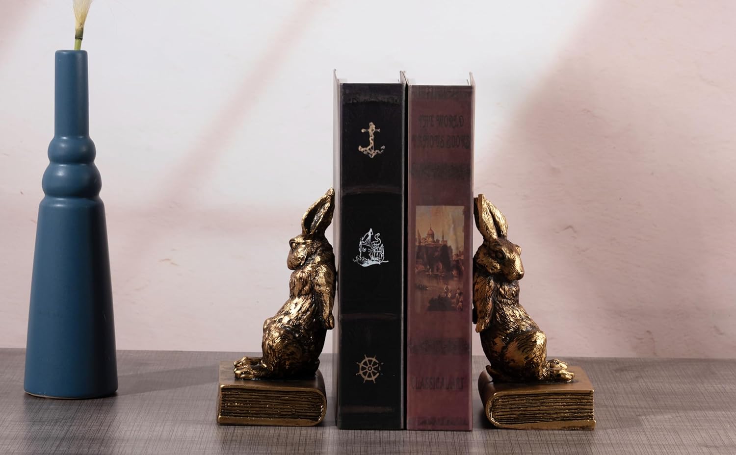 Book Ends / Decorative Bookends / Antique Gold