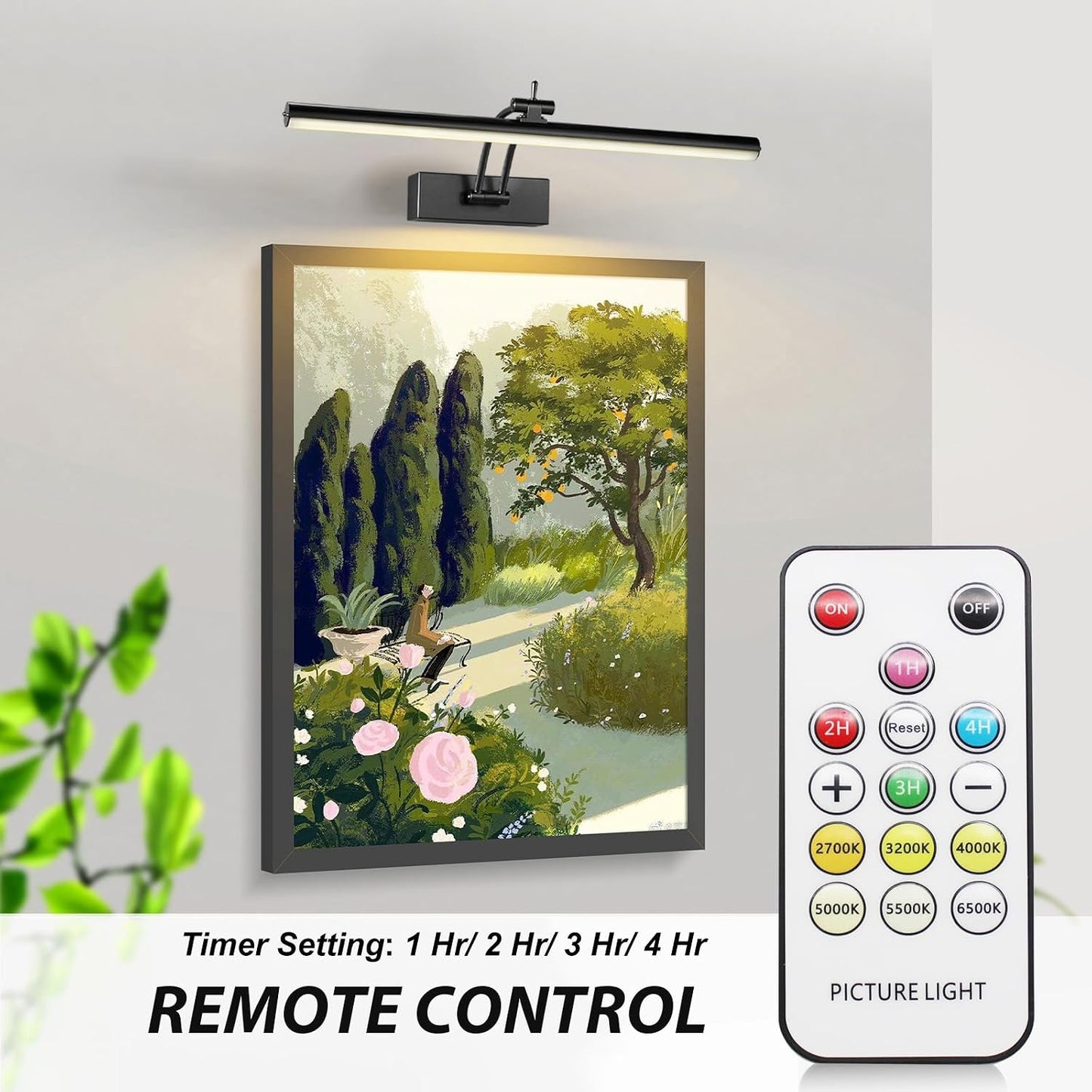 Yuichoy 2 Pack Picture Lights for Wall Battery Operated, 16 inch Wireless Art Lighting for Painting, 6 Colors Picture