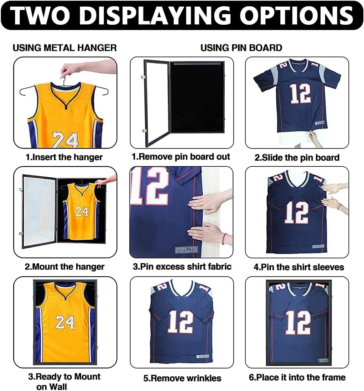 IHEIPYE Jersey Frame Display Case Shadow Box - Lockable with UV Protection Acrylic and Hanger for Baseball, Basketball