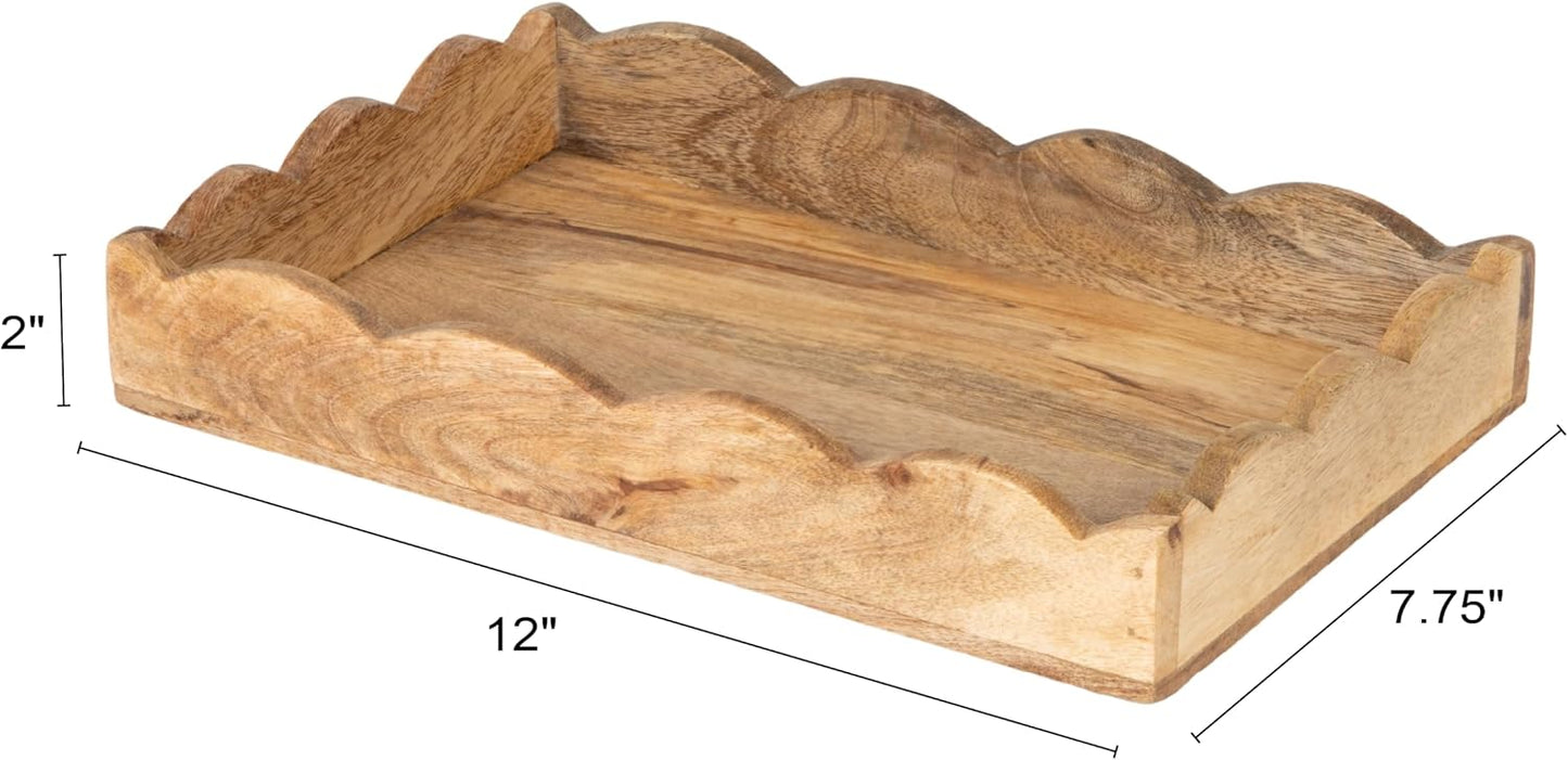 Mango Wood Scalloped Tray / Natural