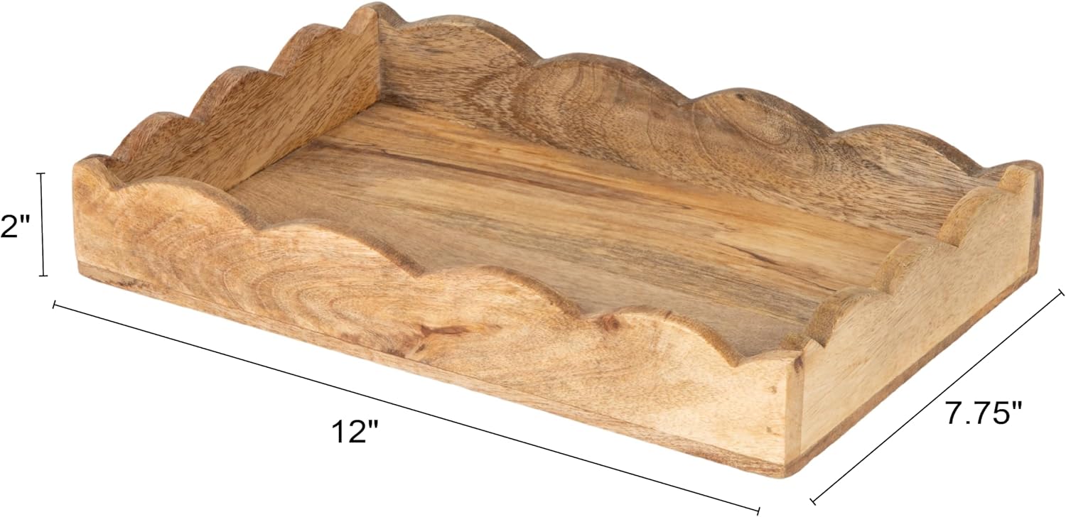 Mango Wood Scalloped Tray / Natural