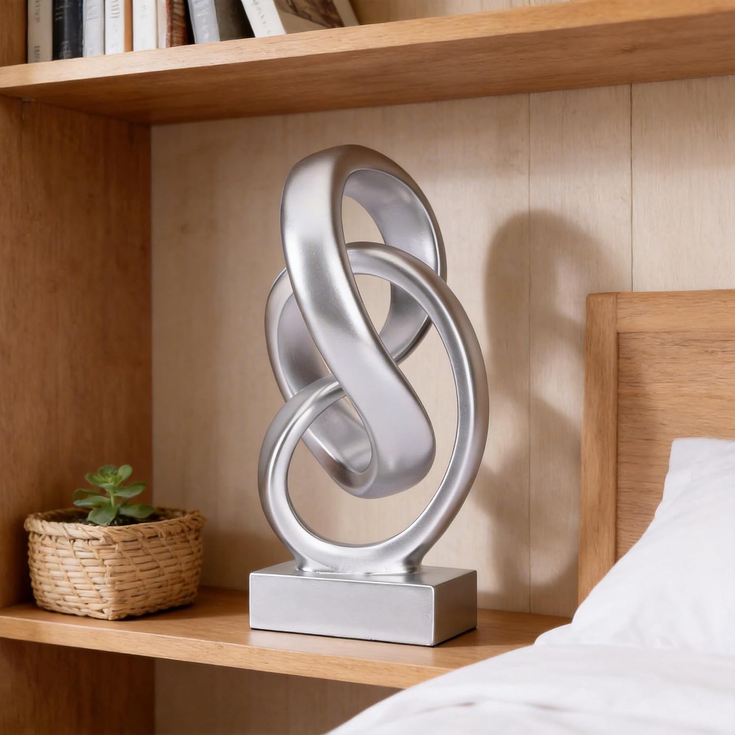 Modern Abstract Knot Sculpture / Silver