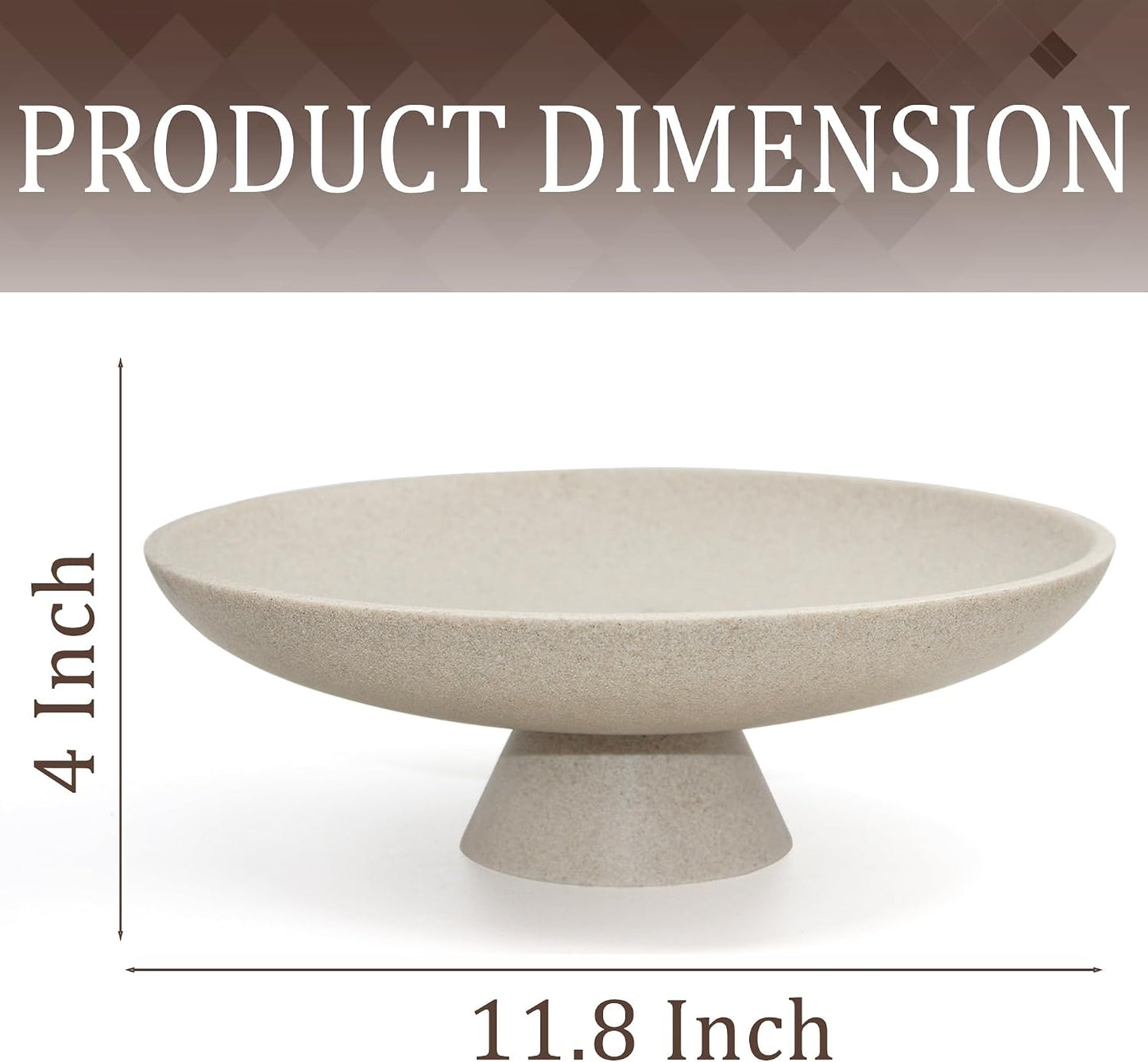 Modern Resin Pedestal Decorative Bowl / Beige